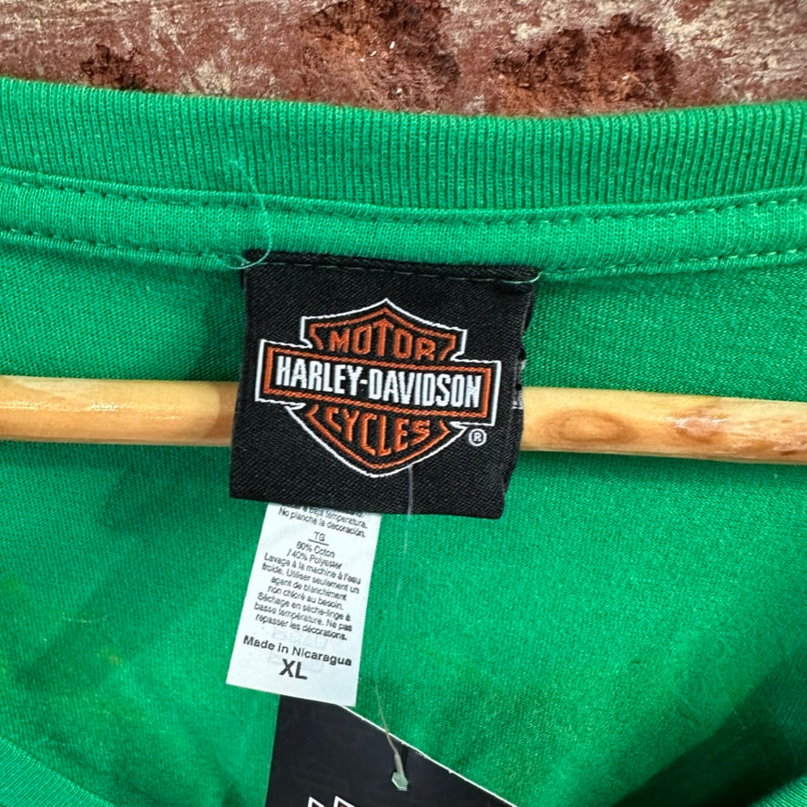 Harley Davidson Women's XL Short Sleeve green T-Shirt V-Neck NEW