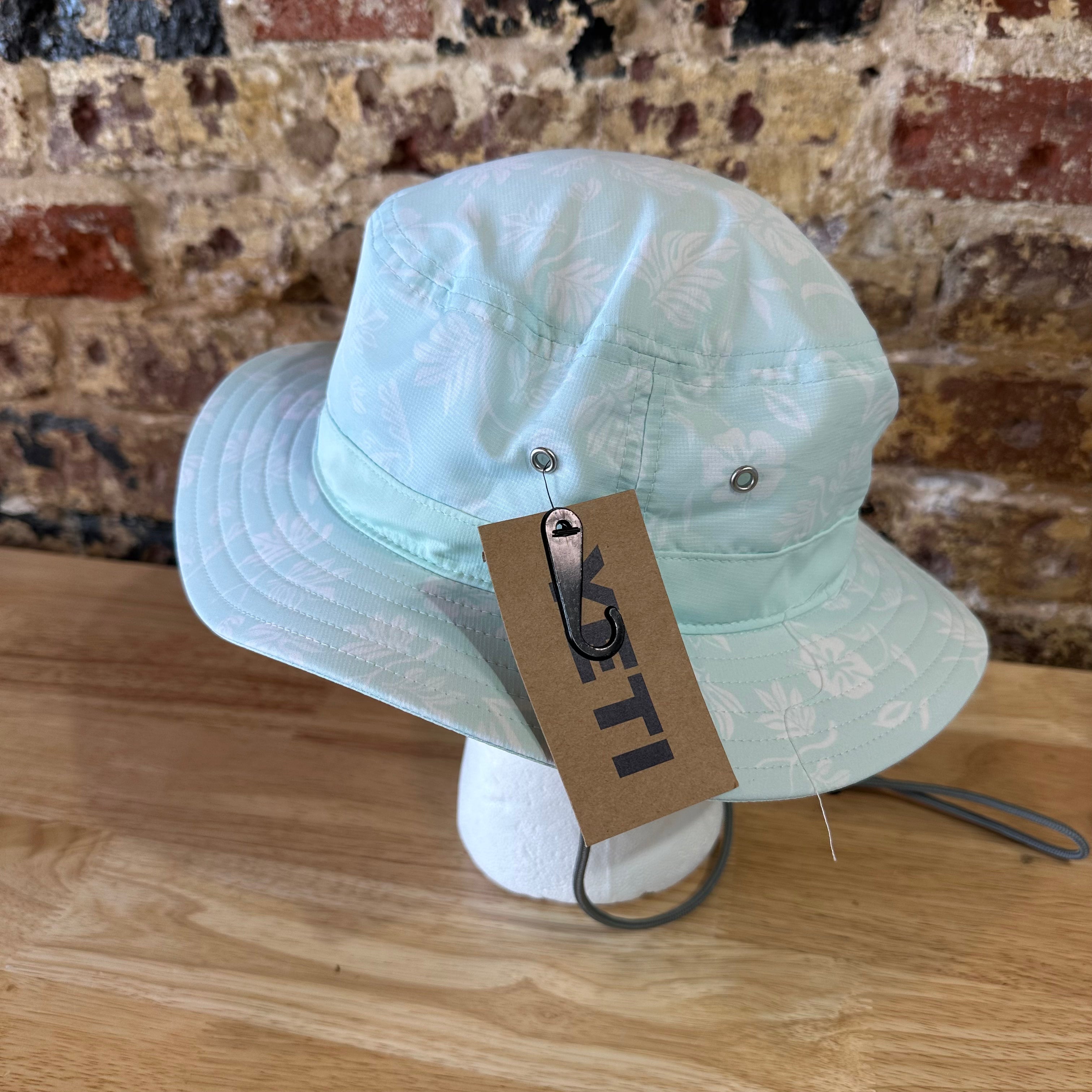 YETI Bucket Hat L/XL Mint Green Floral Boonie Sun Fishing Outdoor NEW