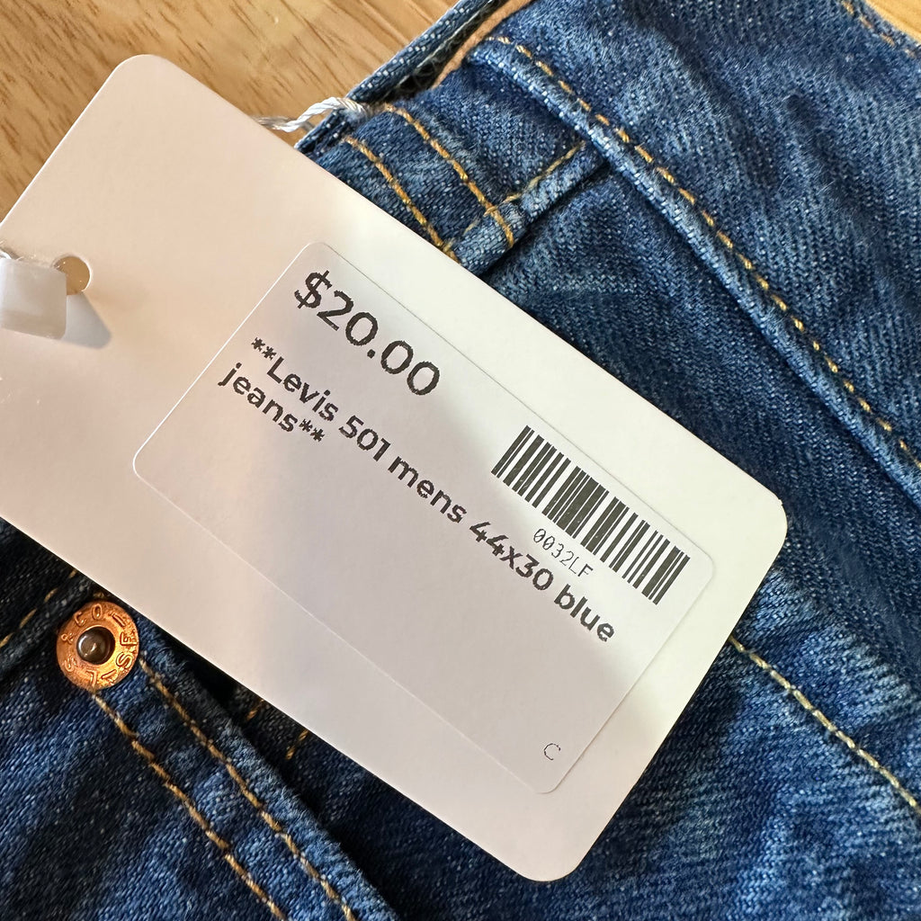 Levi's 501 Mens 44x30 Blue Jeans
