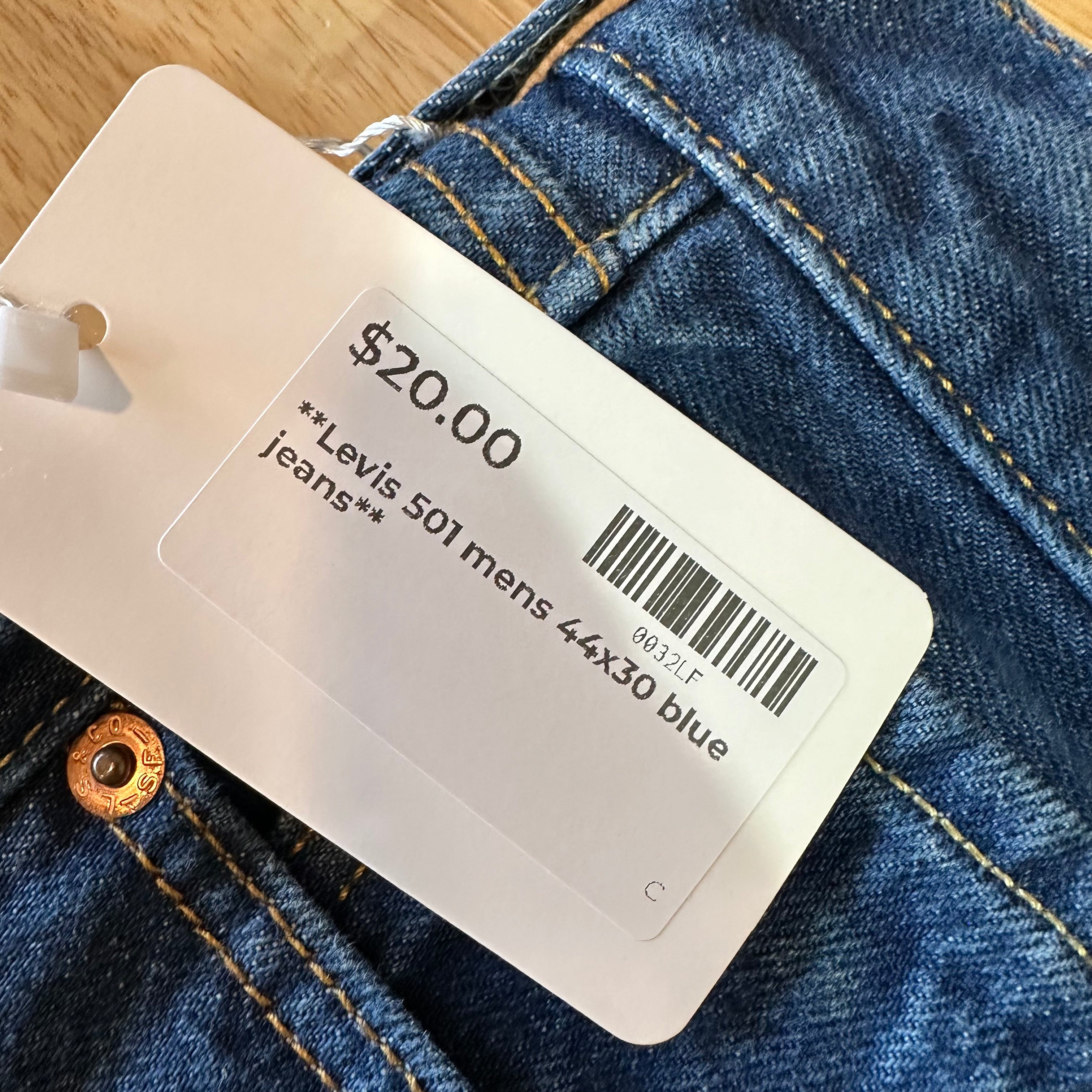 Levi's 501 Mens 44x30 Blue Jeans