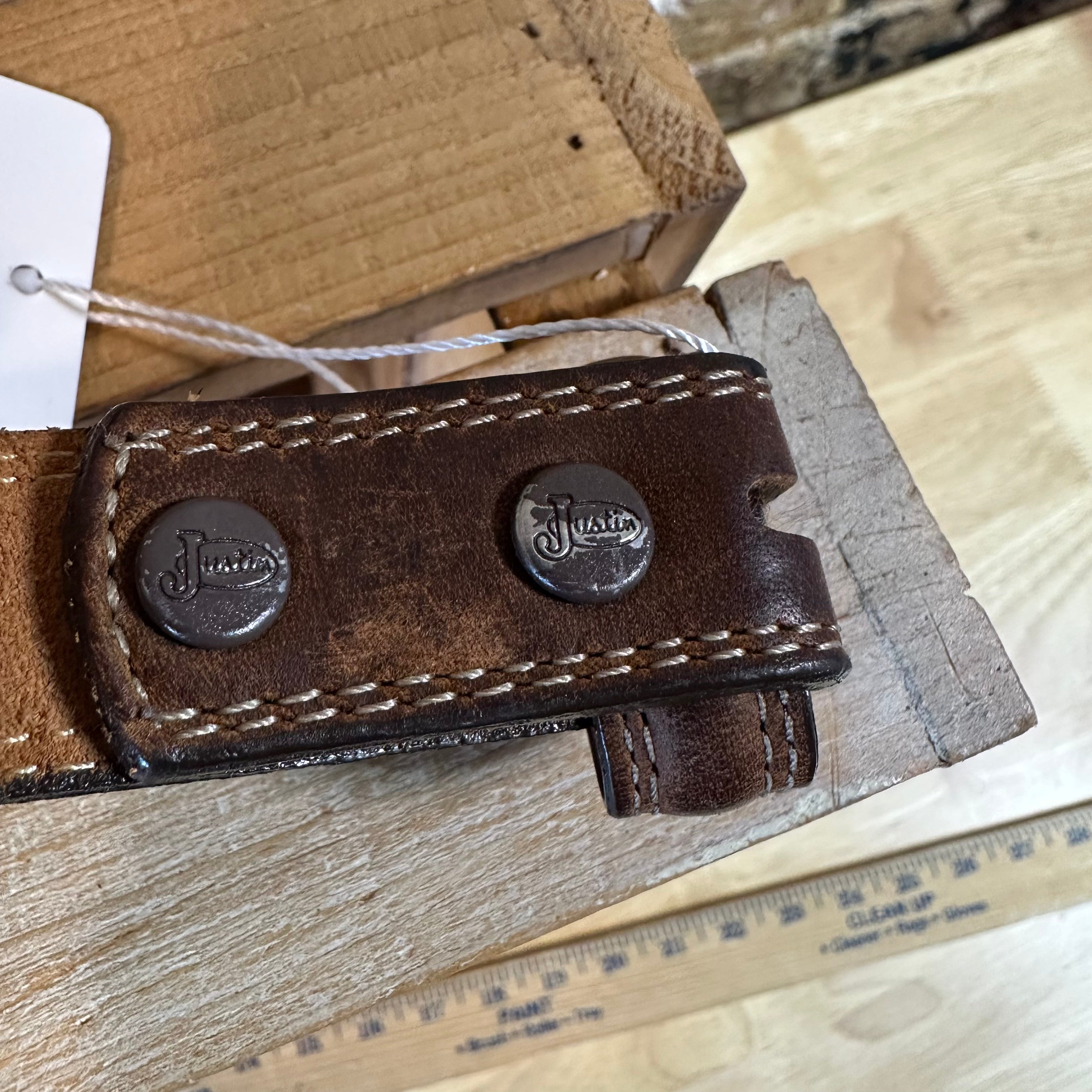 Justin top Grain Cowhide Brown Belt Mens 44