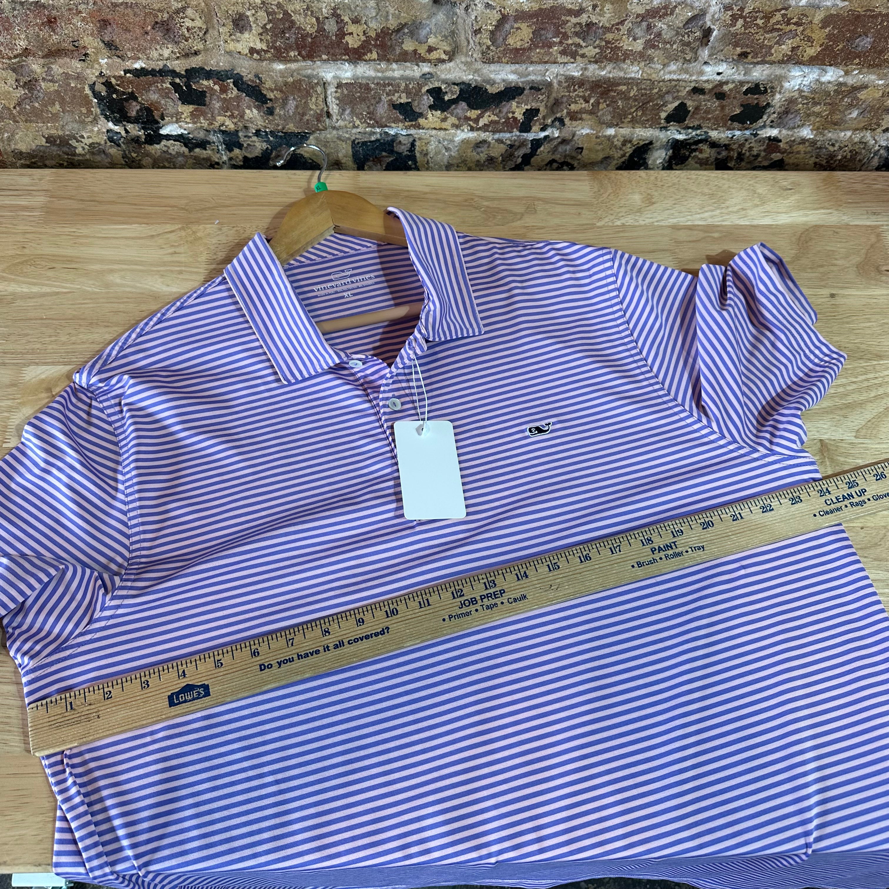 Vineyard Vines Golf Shirt Polo Mens XL Purple Striped Short Sleeve