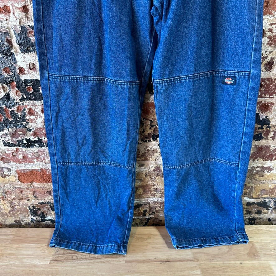Dickies Mens Double Knee Blue Denim Jeans Utility Pants Grunge Work 36x32