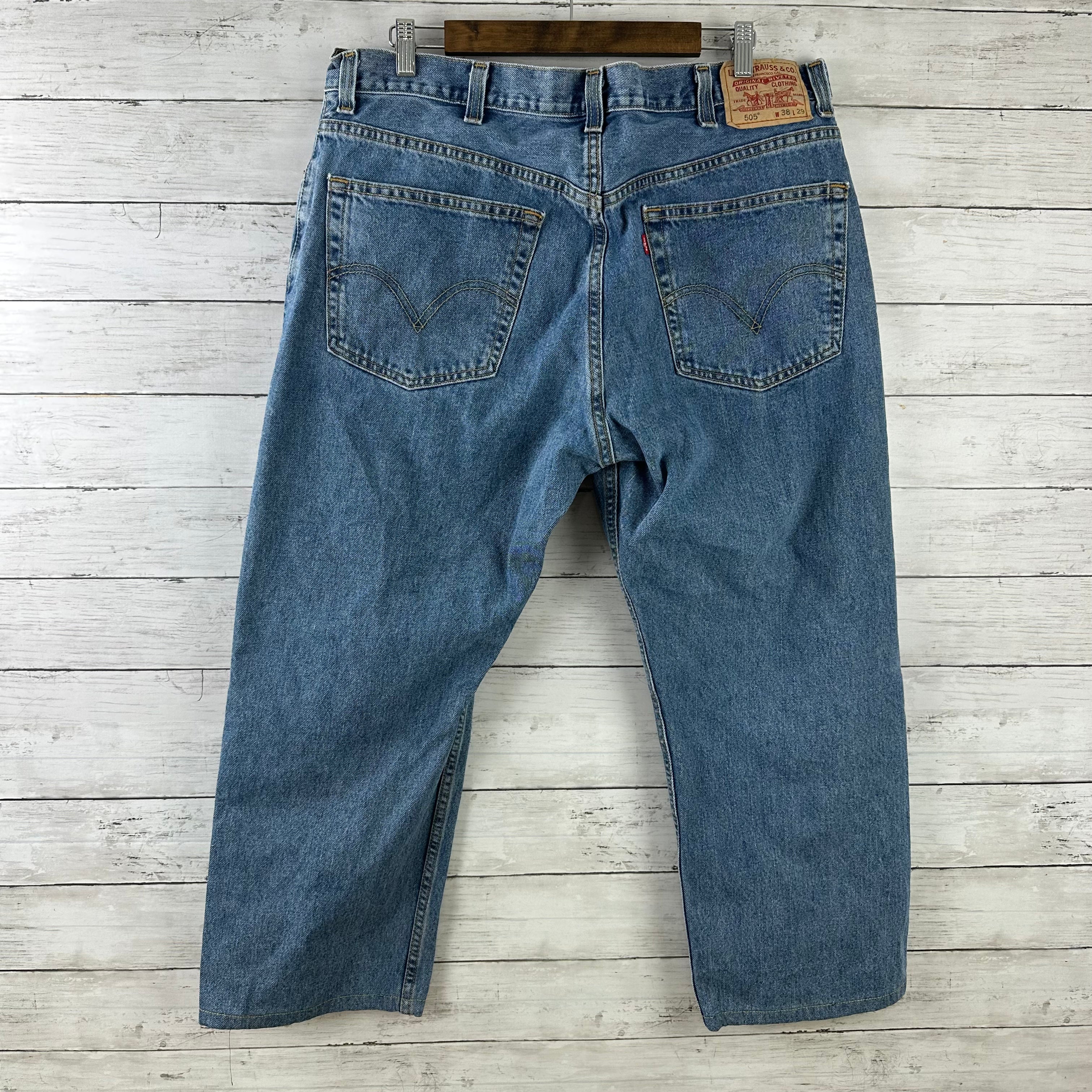 Levis 505 Jeans Mens 38x29 Regular Zip fly Blue denim Levi's