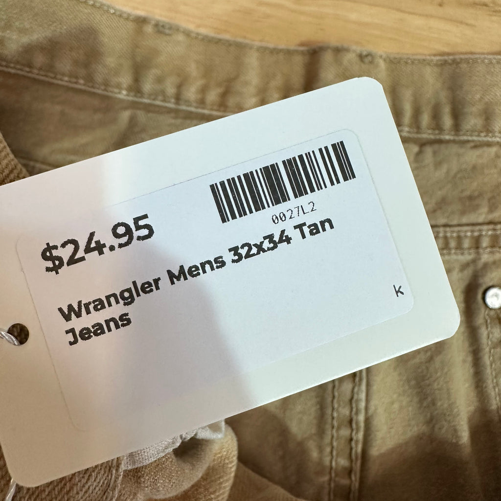 Wrangler Mens 32x34 Tan Jeans