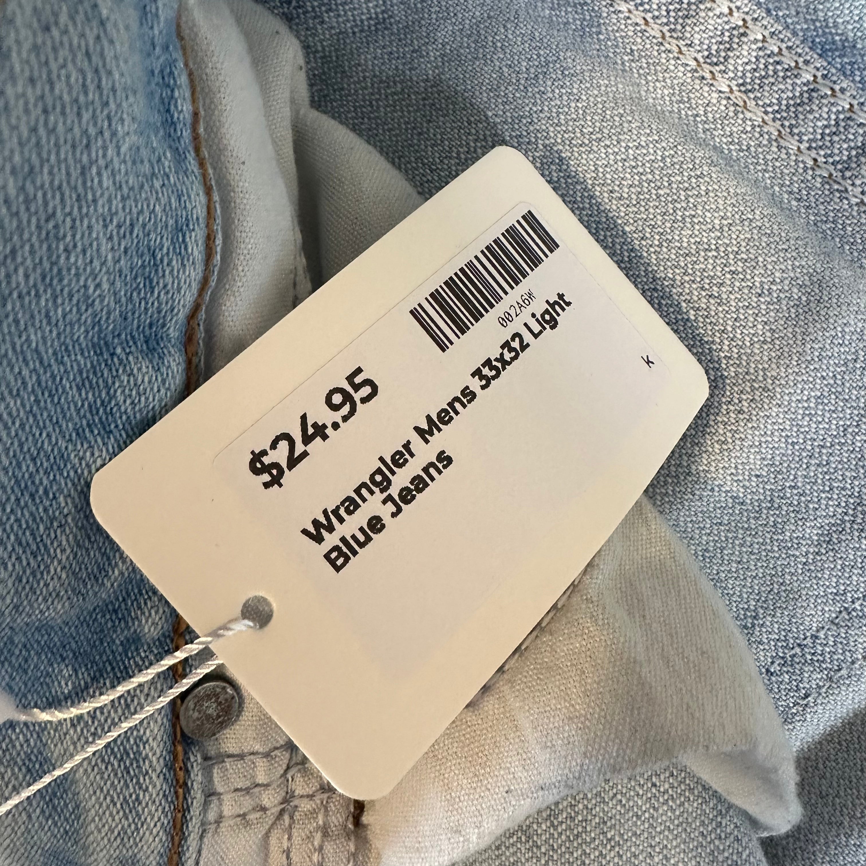 Wrangler Mens 33x32 Light Blue Jeans