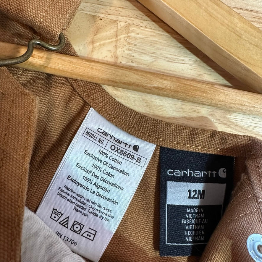 Carhartt Brown Overall Bibs Kids 12M  Toddlers NEW