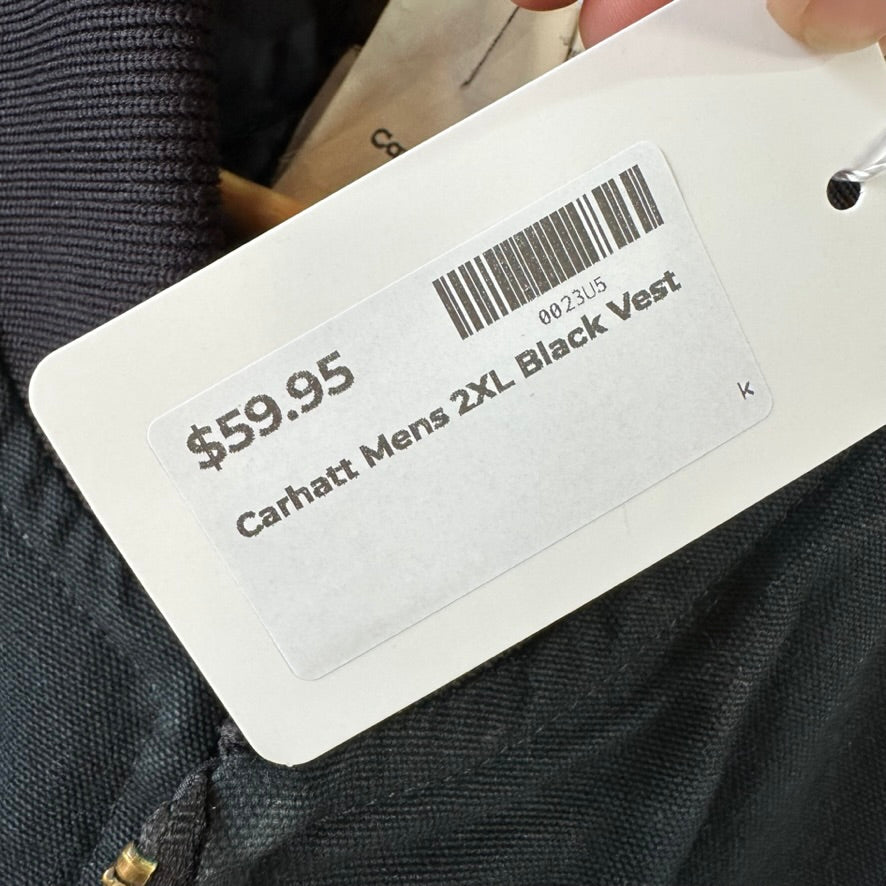 Carhartt Canvas Vest V01 BLK Men's Size 2XL Full Zip Black