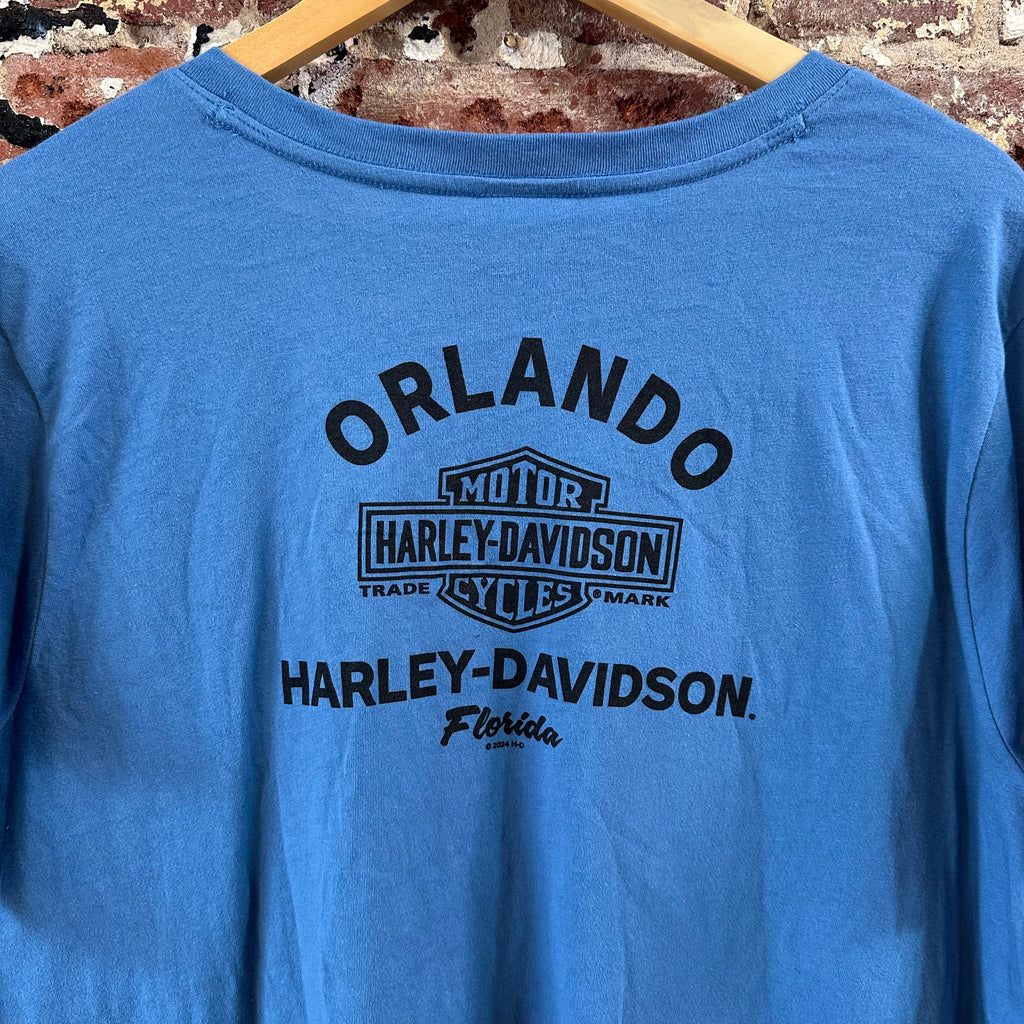 Harley Davidson Women's 2XL Short Sleeve Blue T-Shirt V-Neck NEW