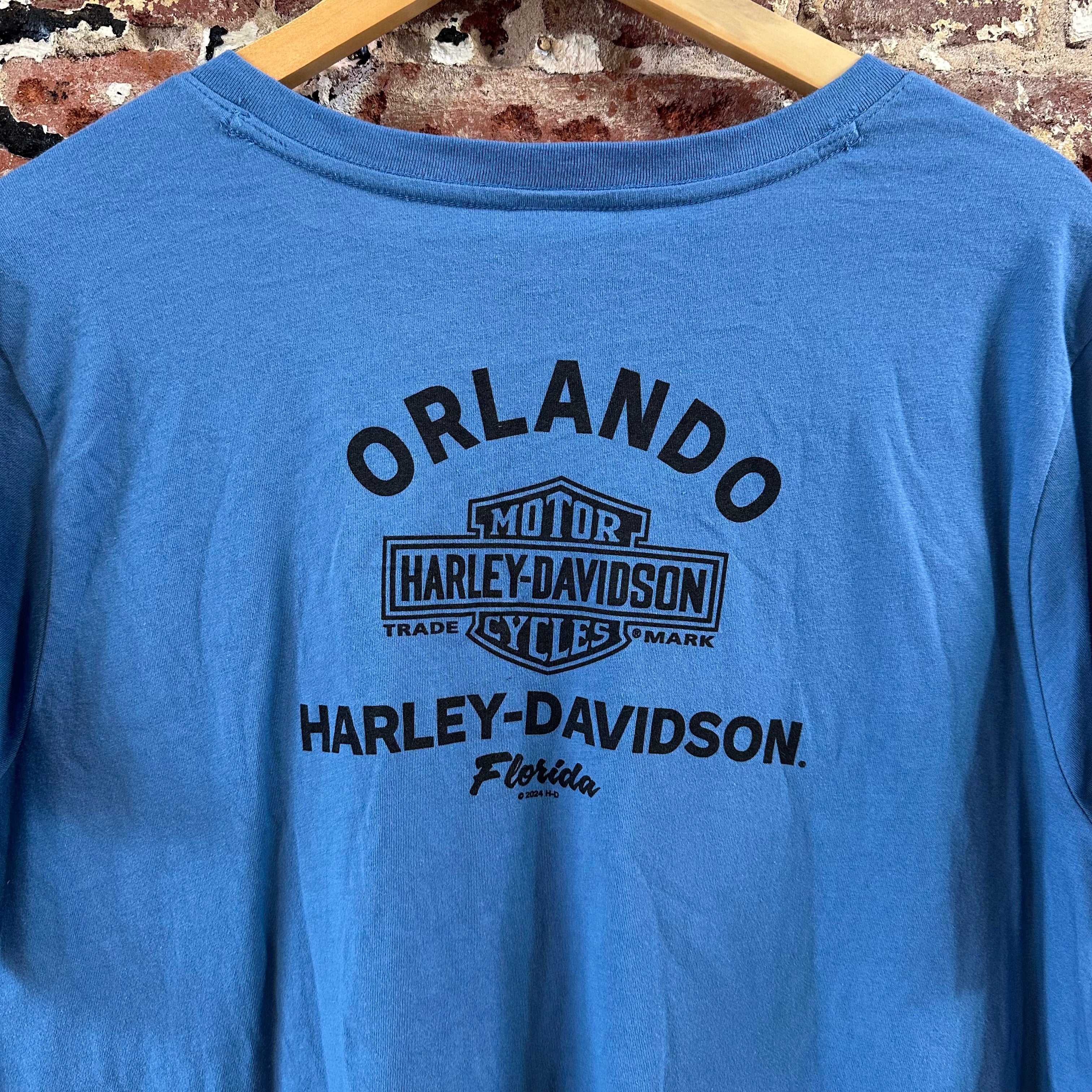 Harley Davidson Women's 2XL Short Sleeve Blue T-Shirt V-Neck NEW