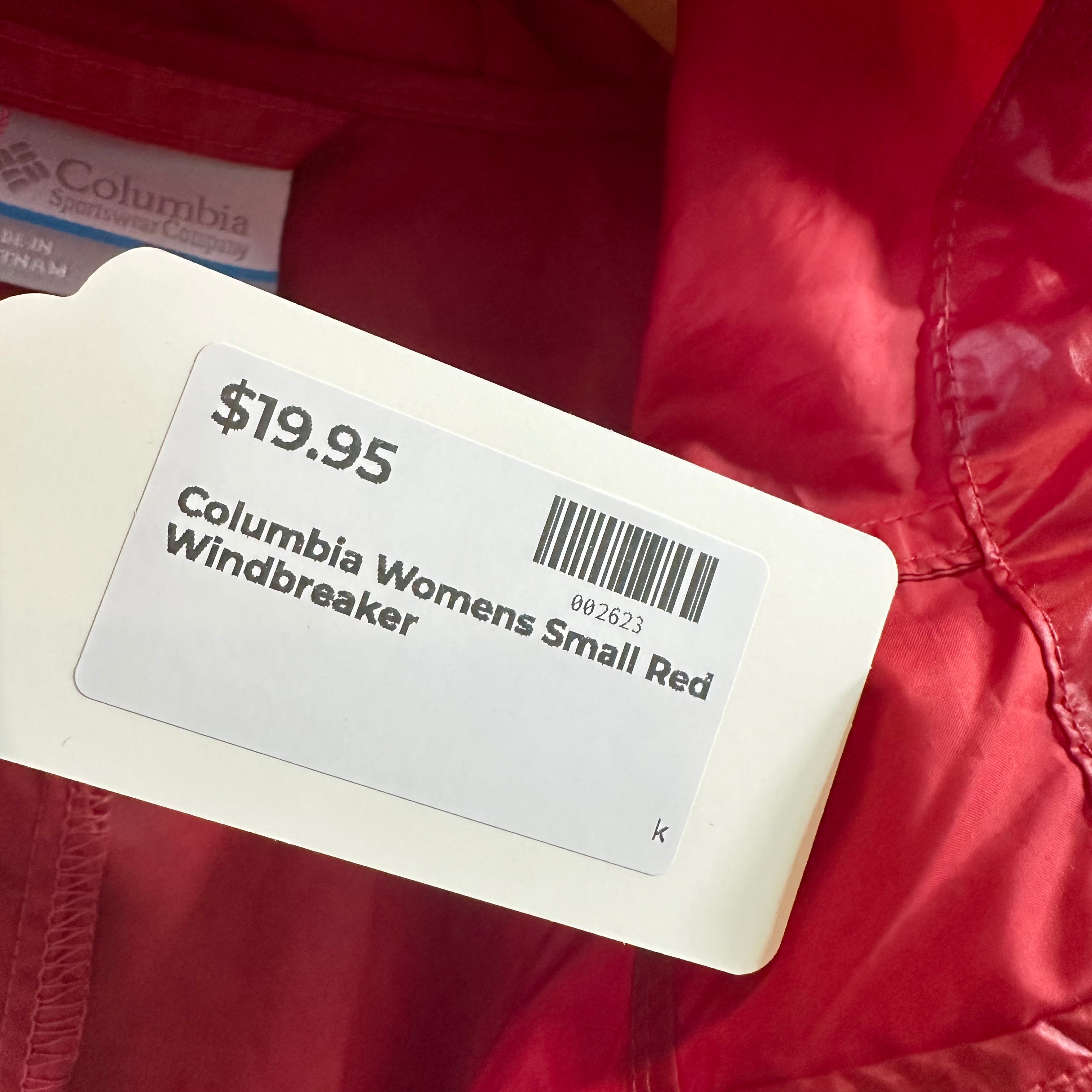 Columbia Windbreaker Women's Small Red Outdoor Rain Jacket Full Zip Hooded