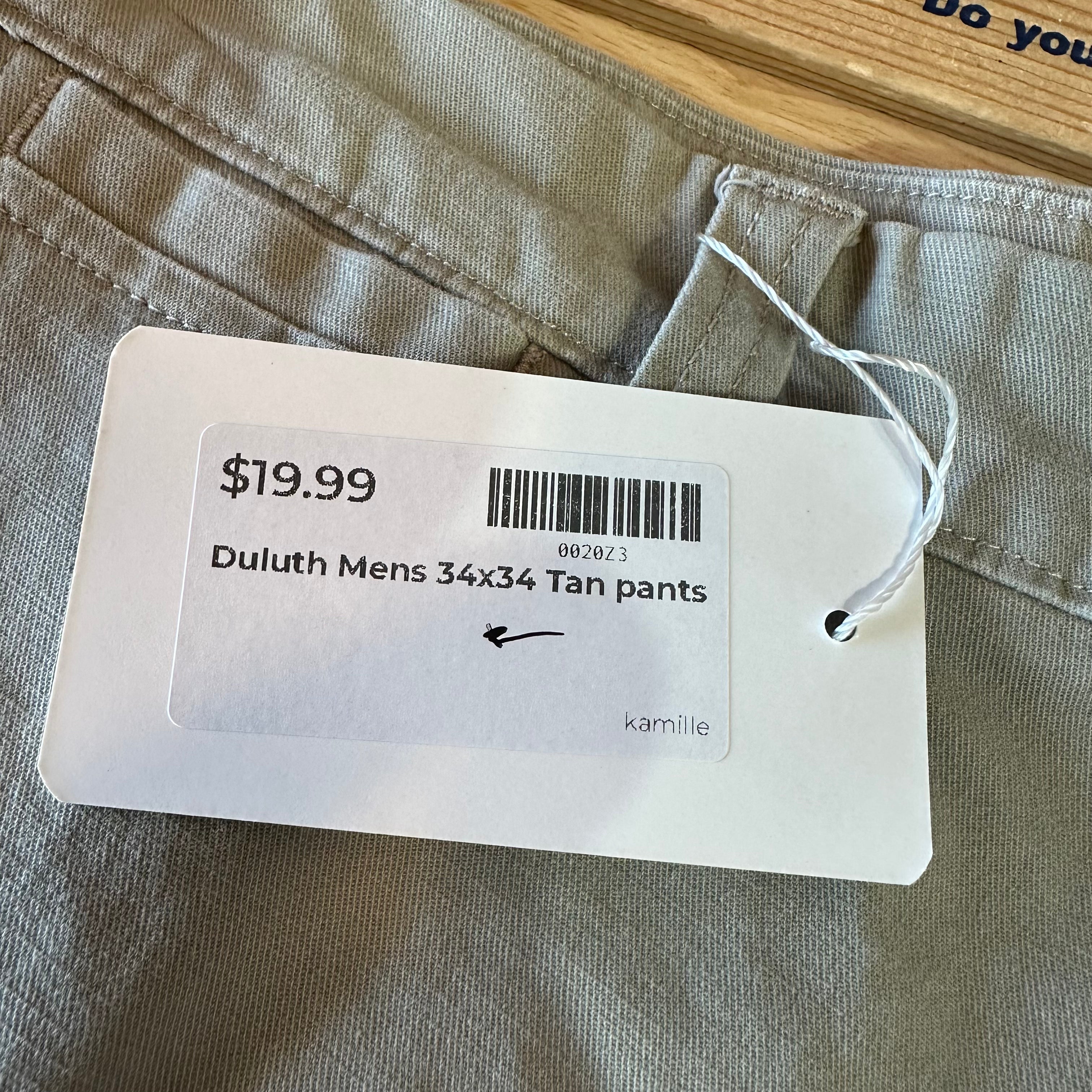 Duluth Trading Pants Mens 34x34 Biege Flex Ballroom Khakis Outdoor Casual