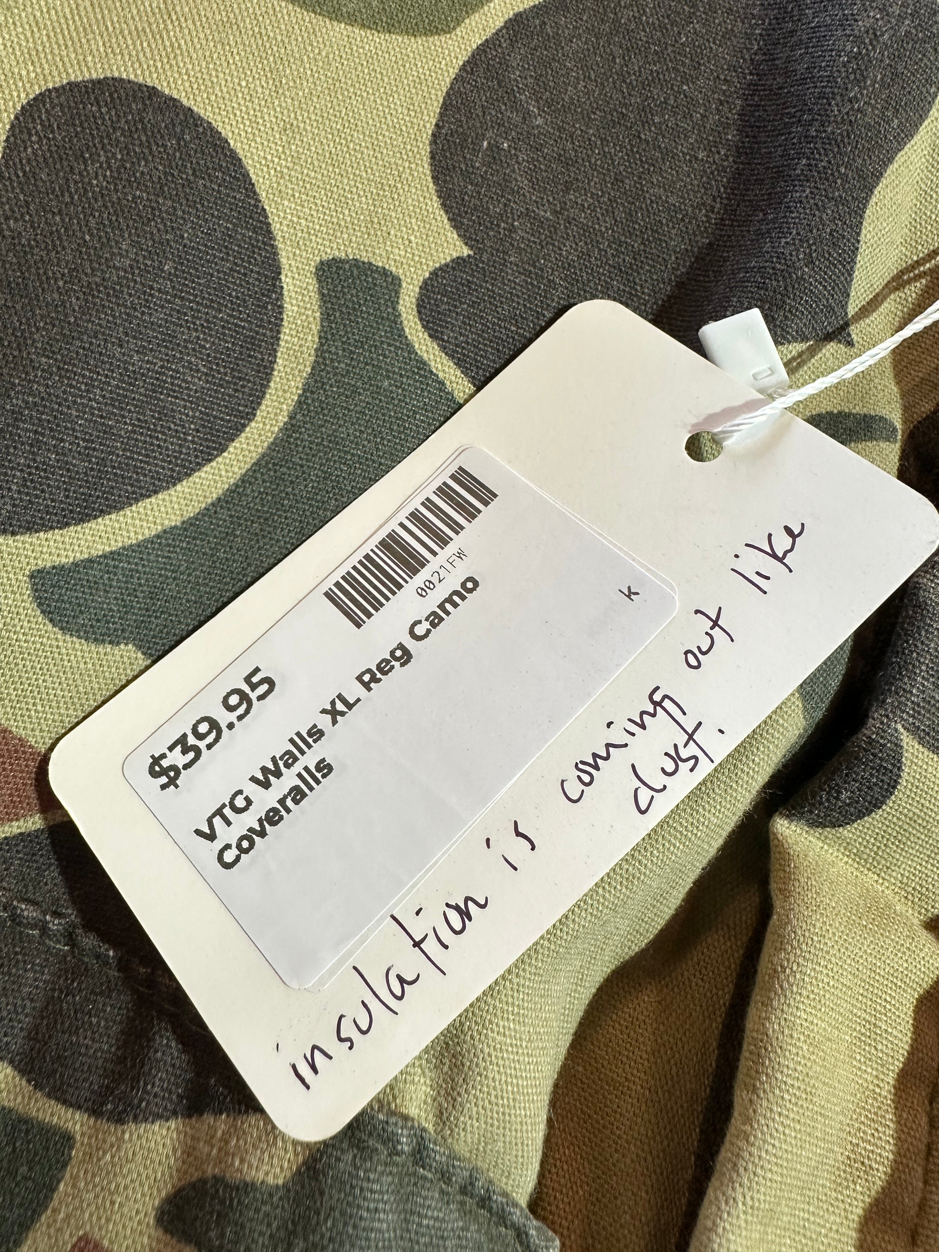 VTG Walls Mens XL Camo Coveralls