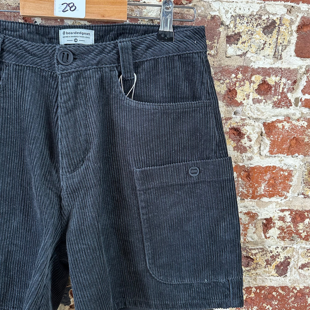Bearded Goat Mens 28 Black Corduroy Shorts