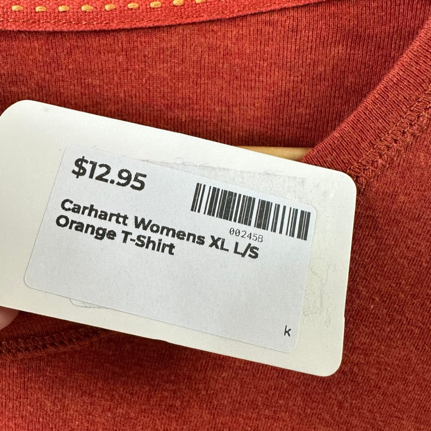 Carhartt T-Shirt Womens XL Long sleeve Work casual reddish orange