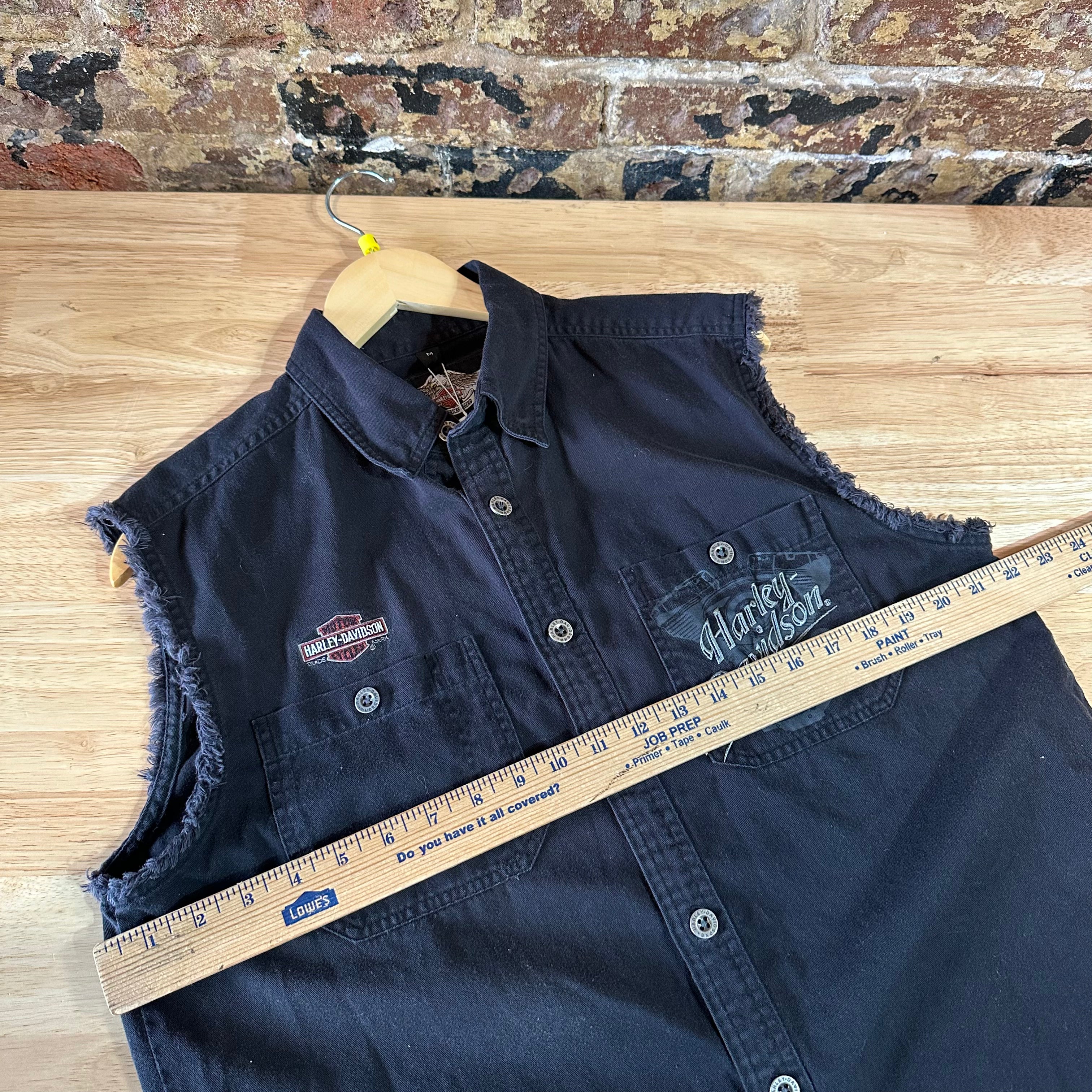Harley Button Up Shirt Mens Medium Sleeveless