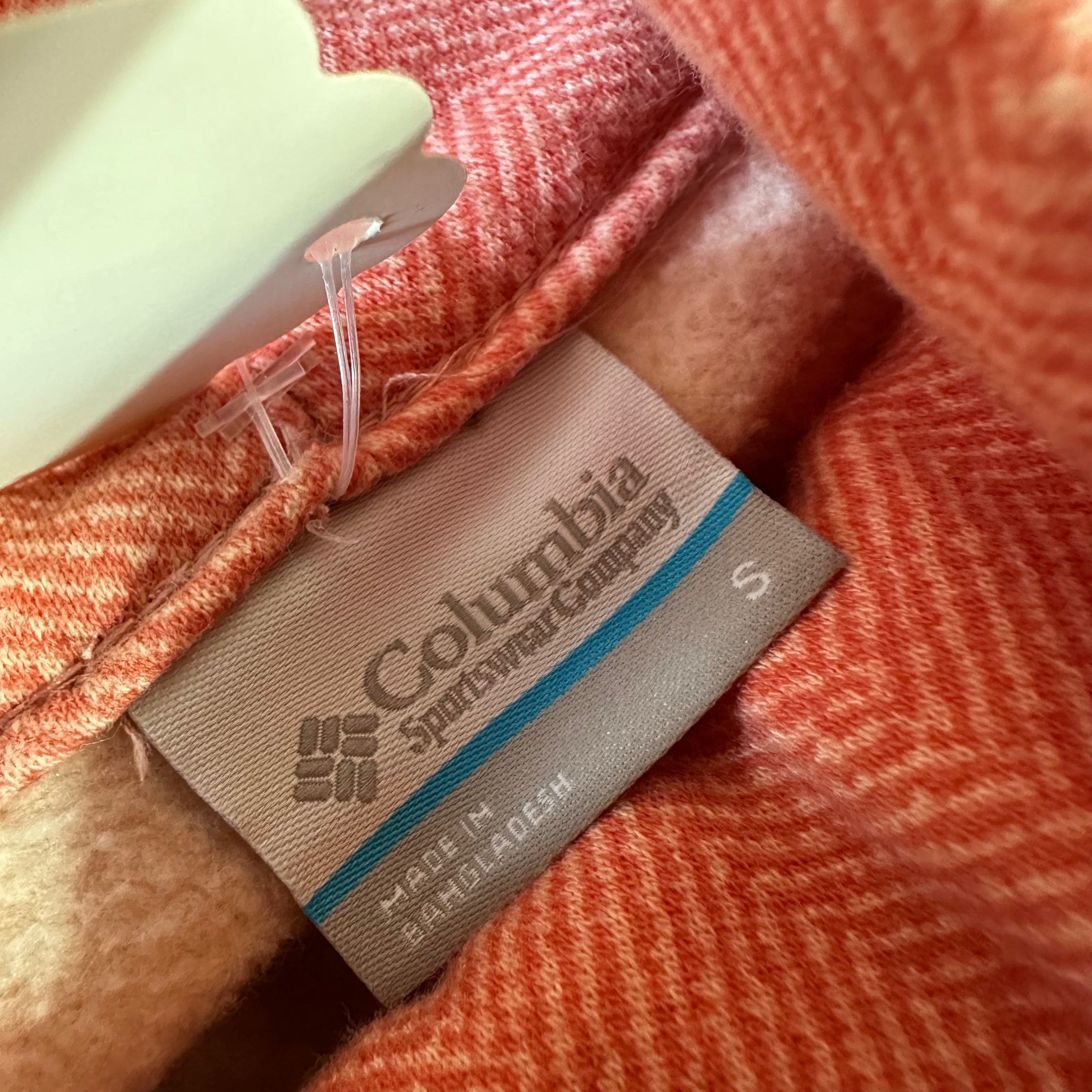 Columbia Womens Small Sweatshirt Pullover Pink Herringbone Lodge Funnel Neck