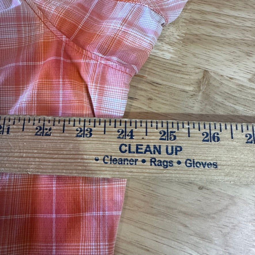 Duluth Trading Womens 2XL Button Up Shirt Orange Plaid Long sleeve vented