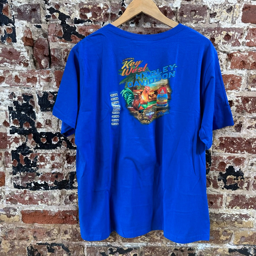 Harley Davidson Women's 2XL Short Sleeve Blue V Neck T-Shirt NEW