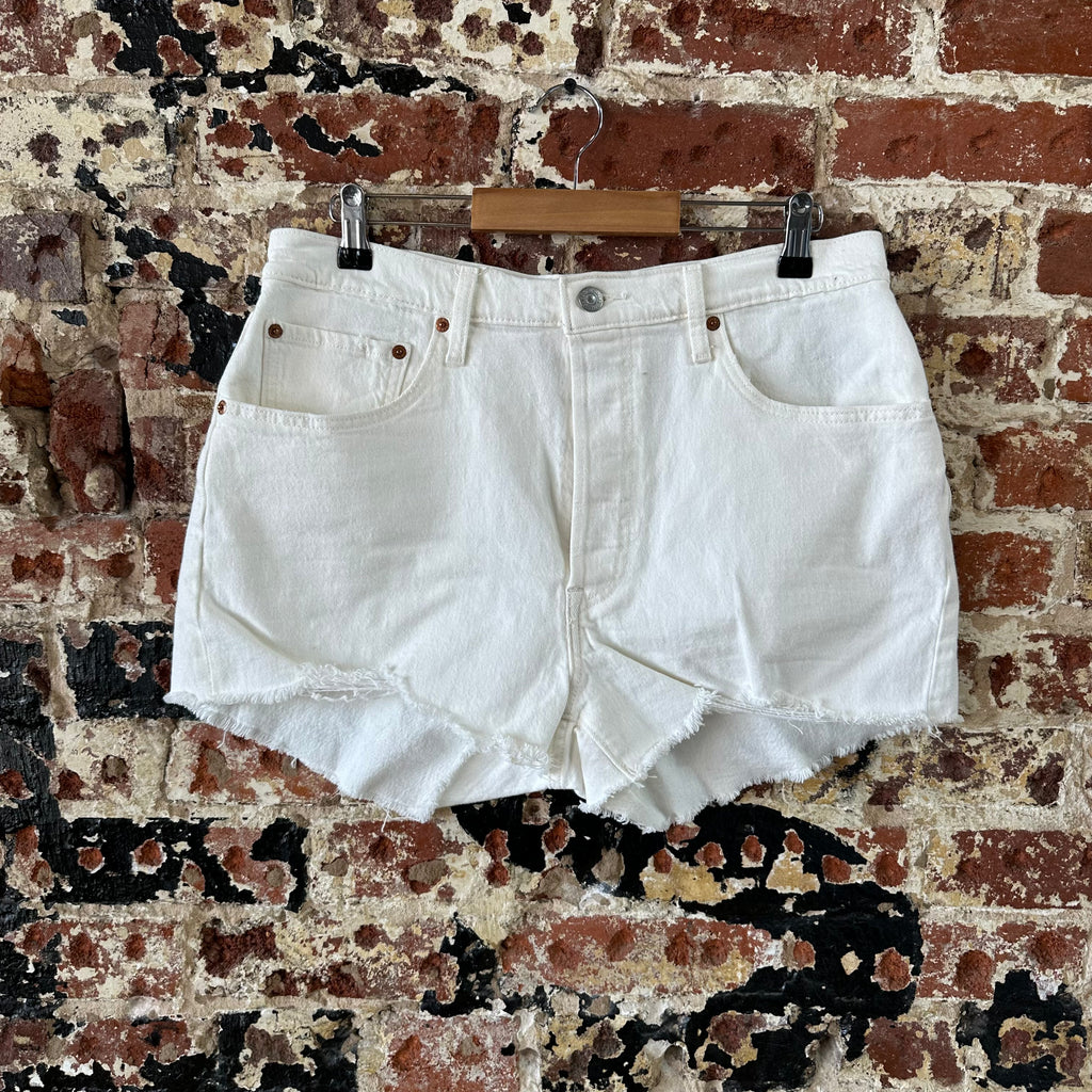 Levi's Cut Off Denim White Jean Shorts Womens 34 Distressed - 34x2.5"