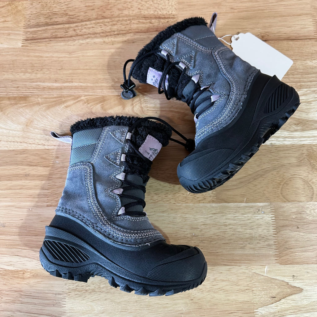 The North Face Snow Winter Boots Girls size 10 Gray Black Waterproof