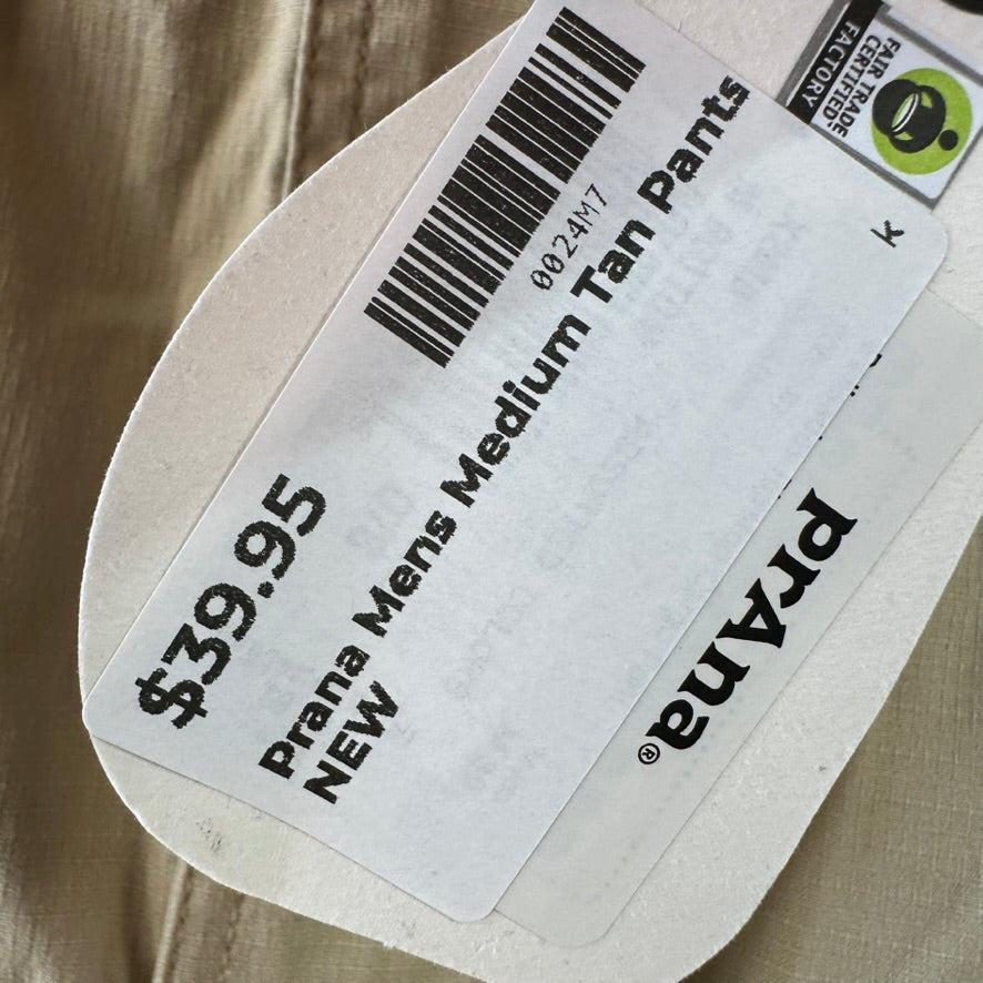 prAna Cargo Pants Mens Medium Tan Tapered Leg NEW NWT