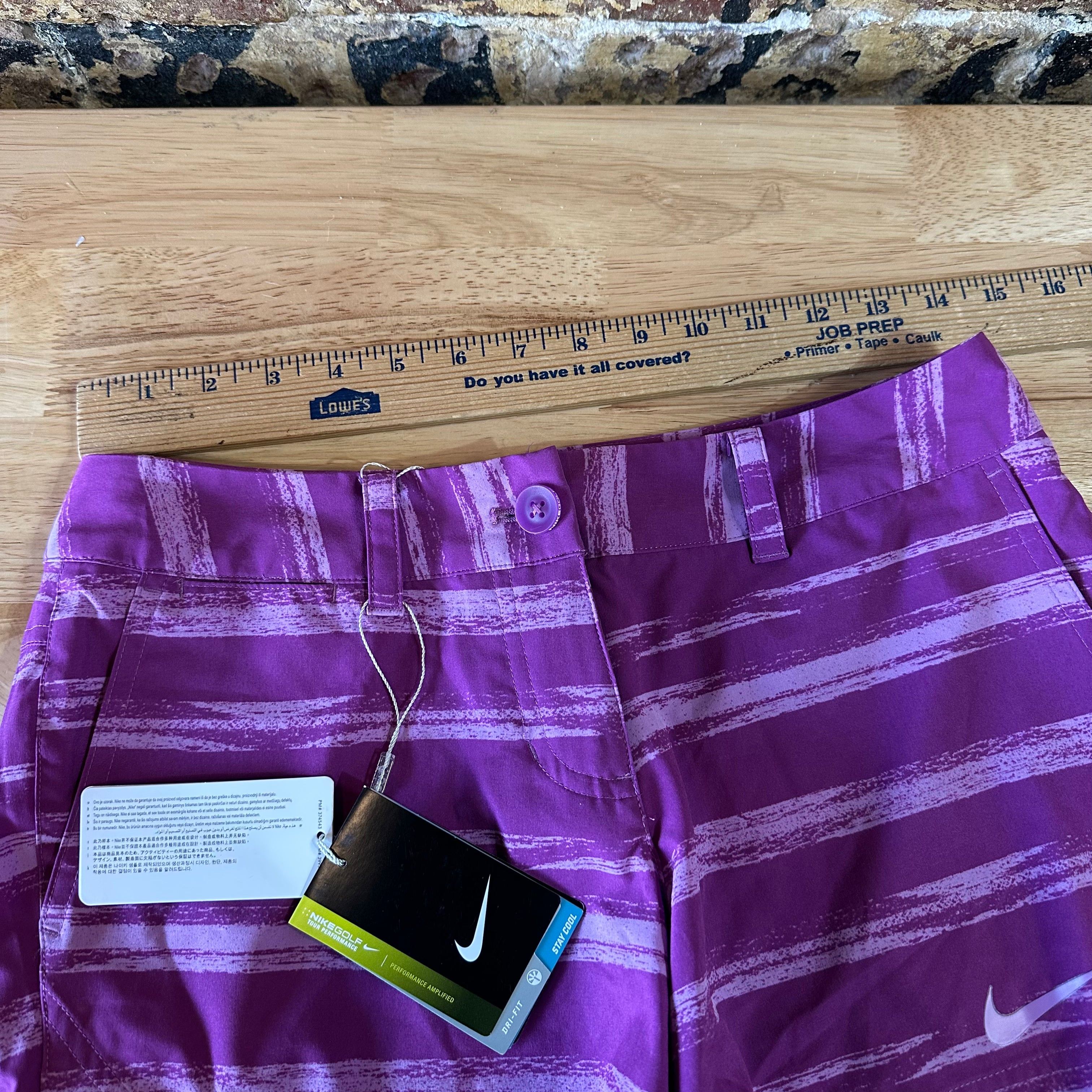 Nike Golf Shorts Purple Striped Tour Performance Womens 4 NEW 28x4"