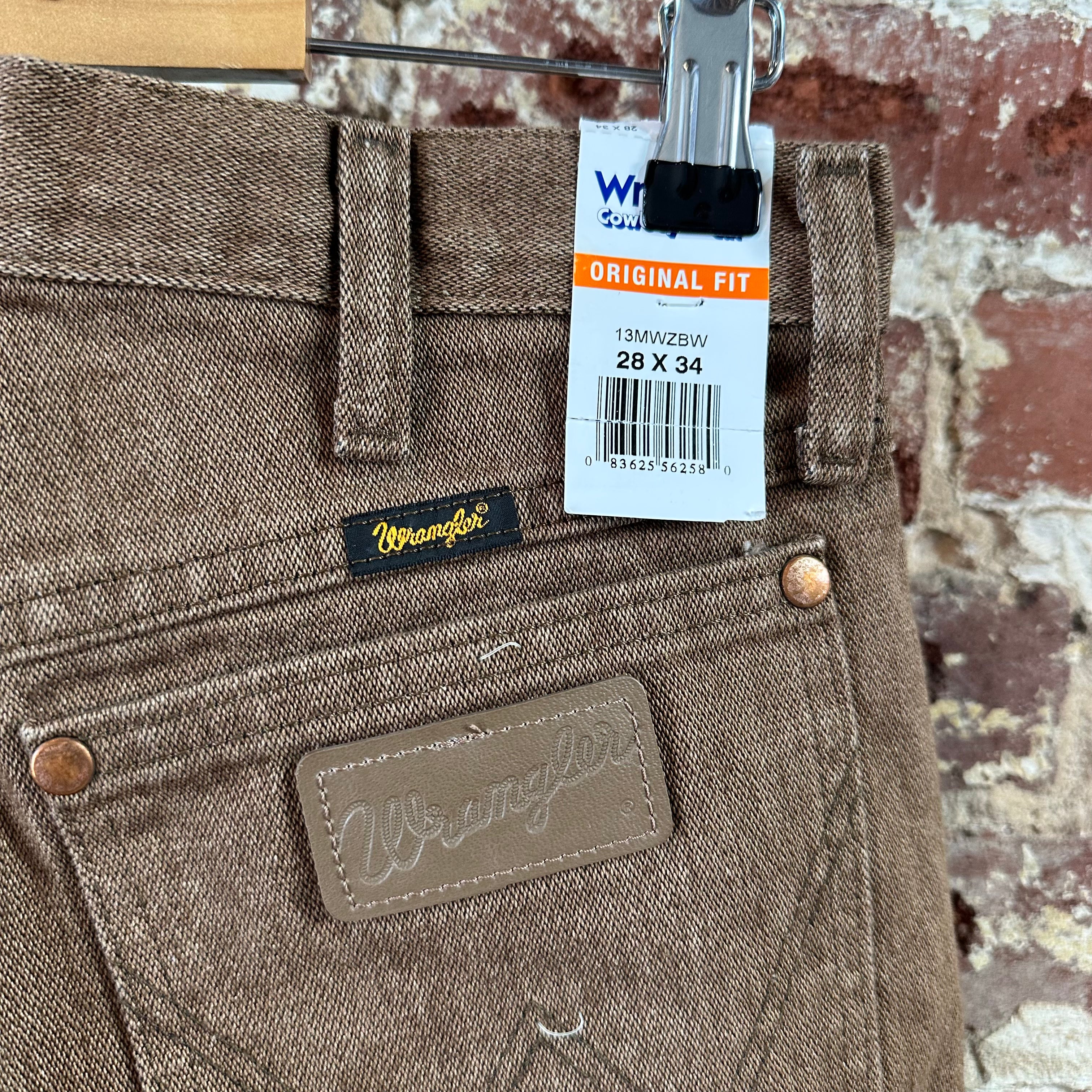 Wrangler Mens 28X34 Brown Jeans NEW