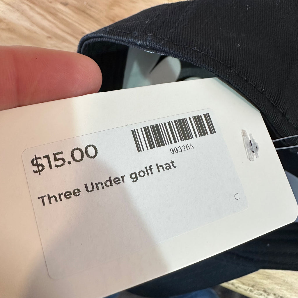 Three Under Black Golf Hat