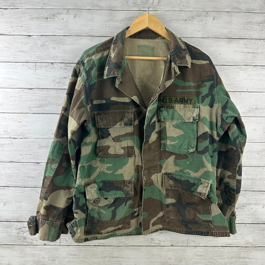 US Army Jacket Mens Large Short Woodland Combat Coat Shirt