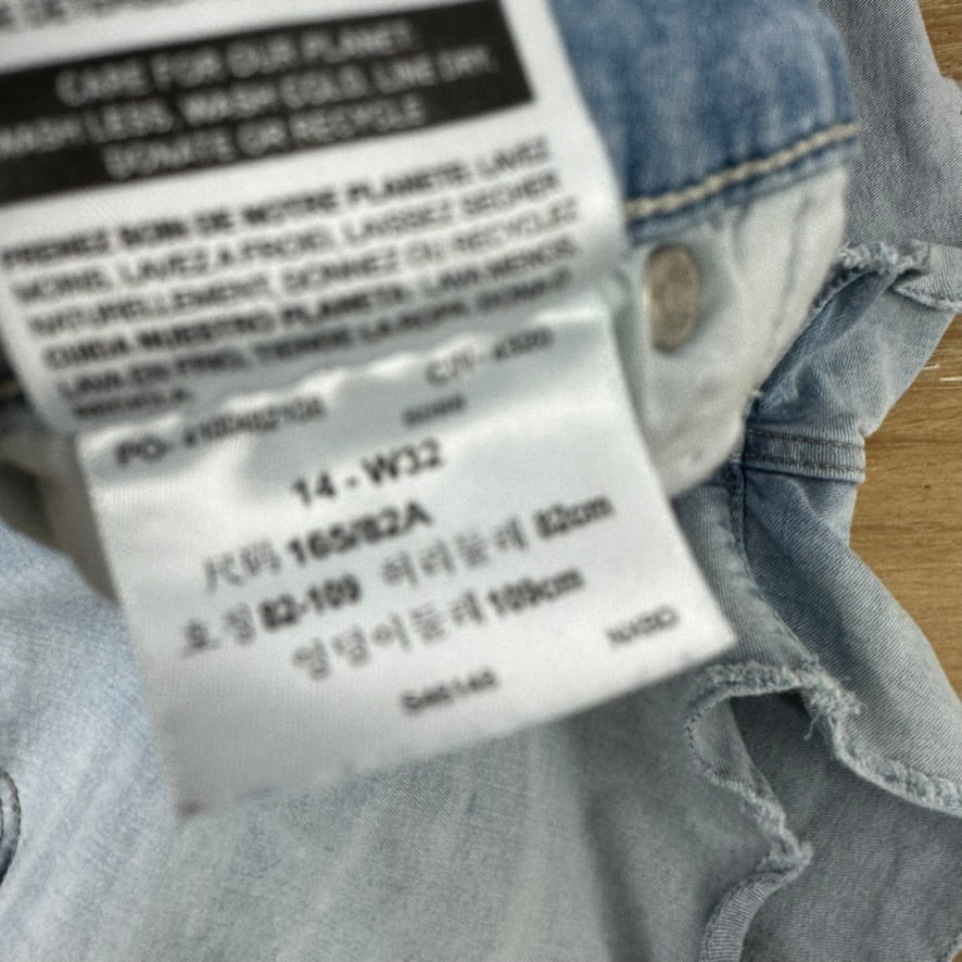 Levi's Cut Off Denim Blue Jean Shorts Womens 14-32 Distressed - 32x3"