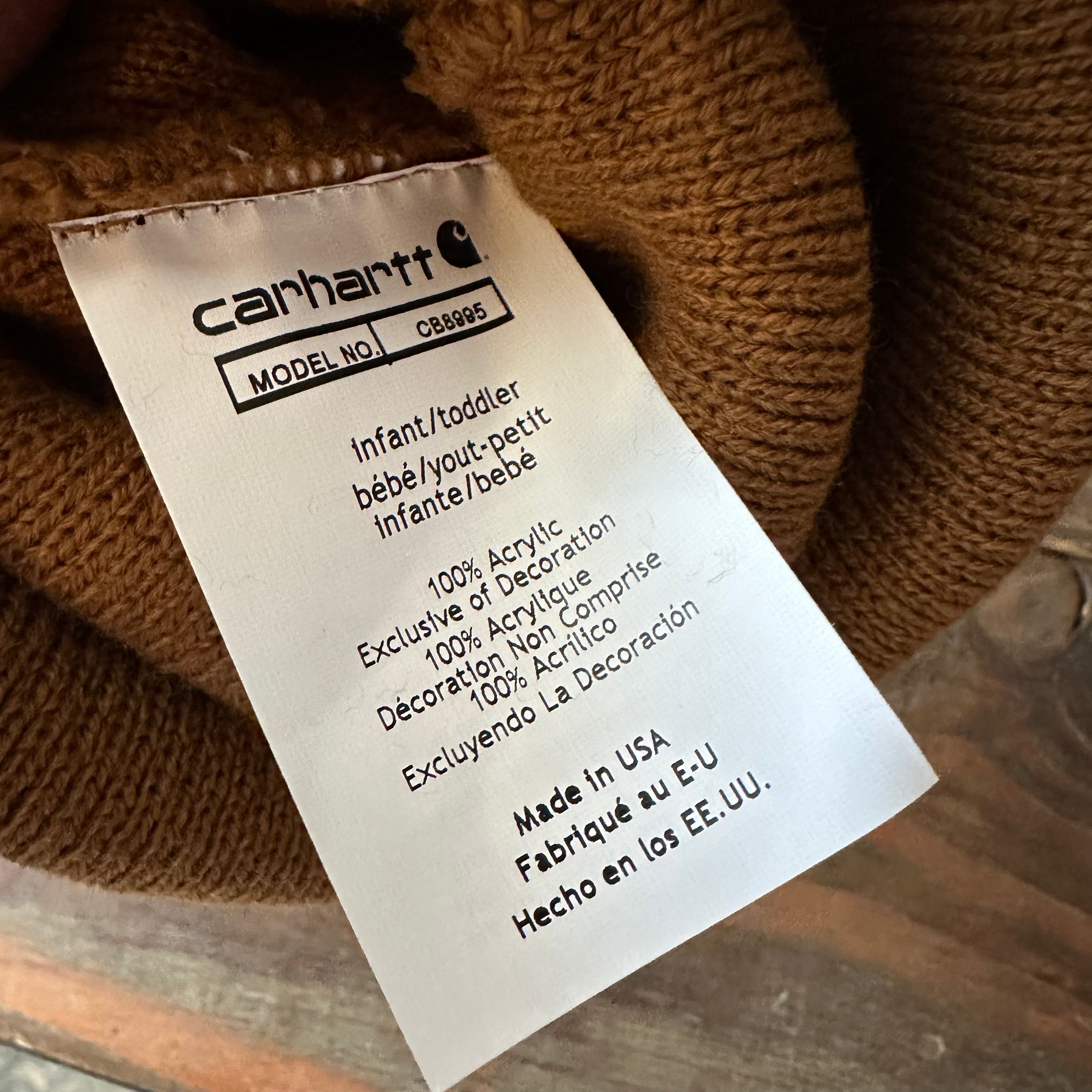 Carhartt TODDLER Beanie Hat Acrylic Winter Pull On Knit Cap Brown NWT