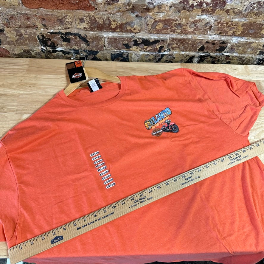 Harley Davidson Men's 3XL Short Sleeve Orange T-Shirt NEW