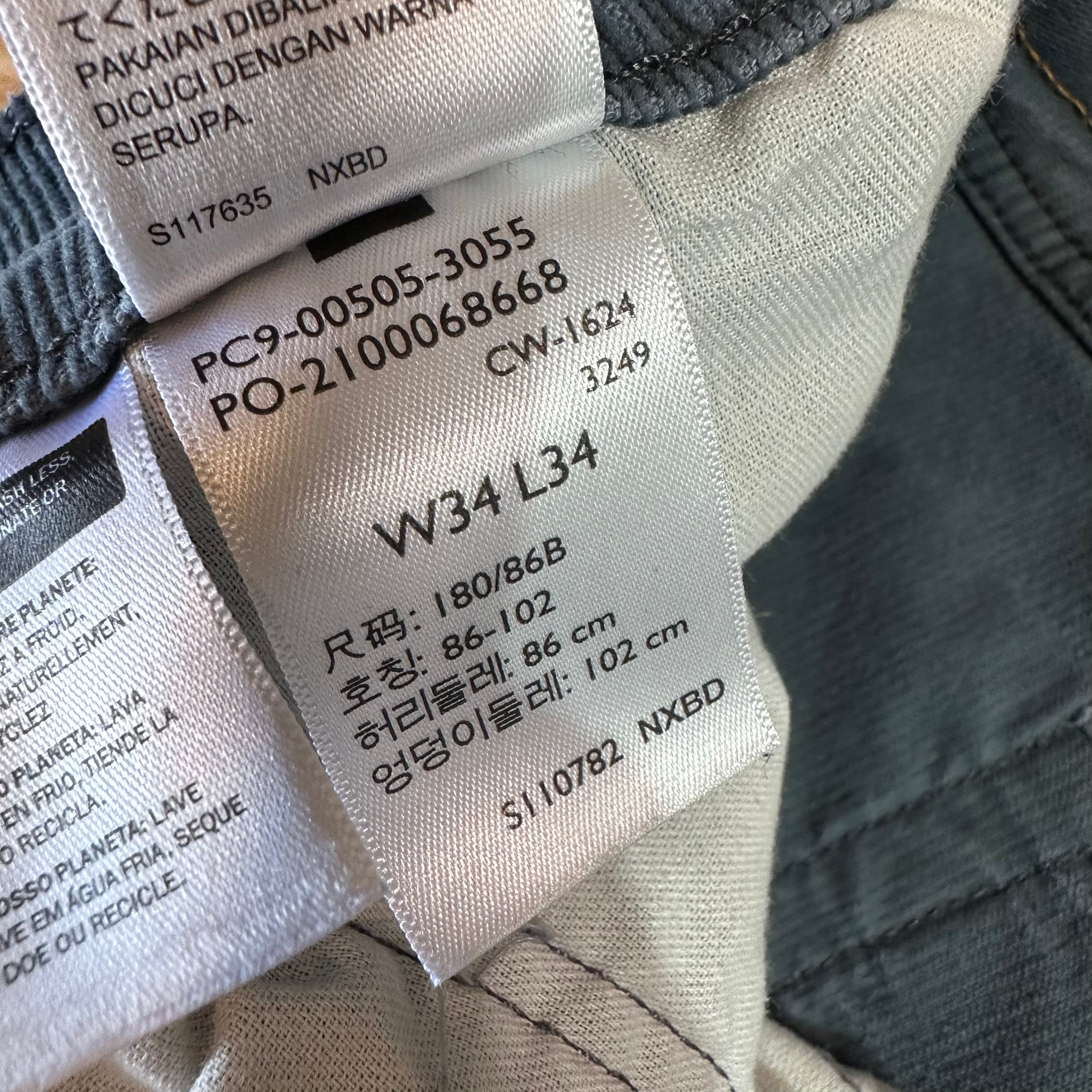 Levi's Mens 34x34 Gray Corduroy Pants