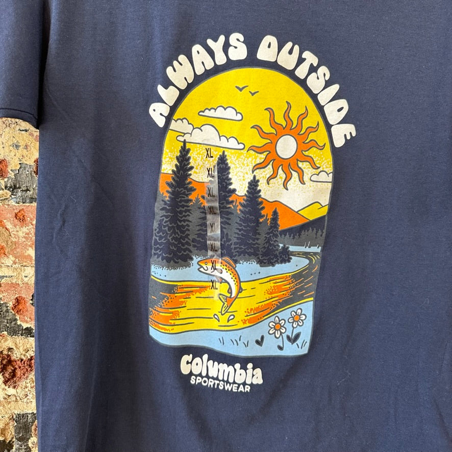 Columbia Fleece Boys XL Short Sleeve T-shirt Navy Blue Always Outside