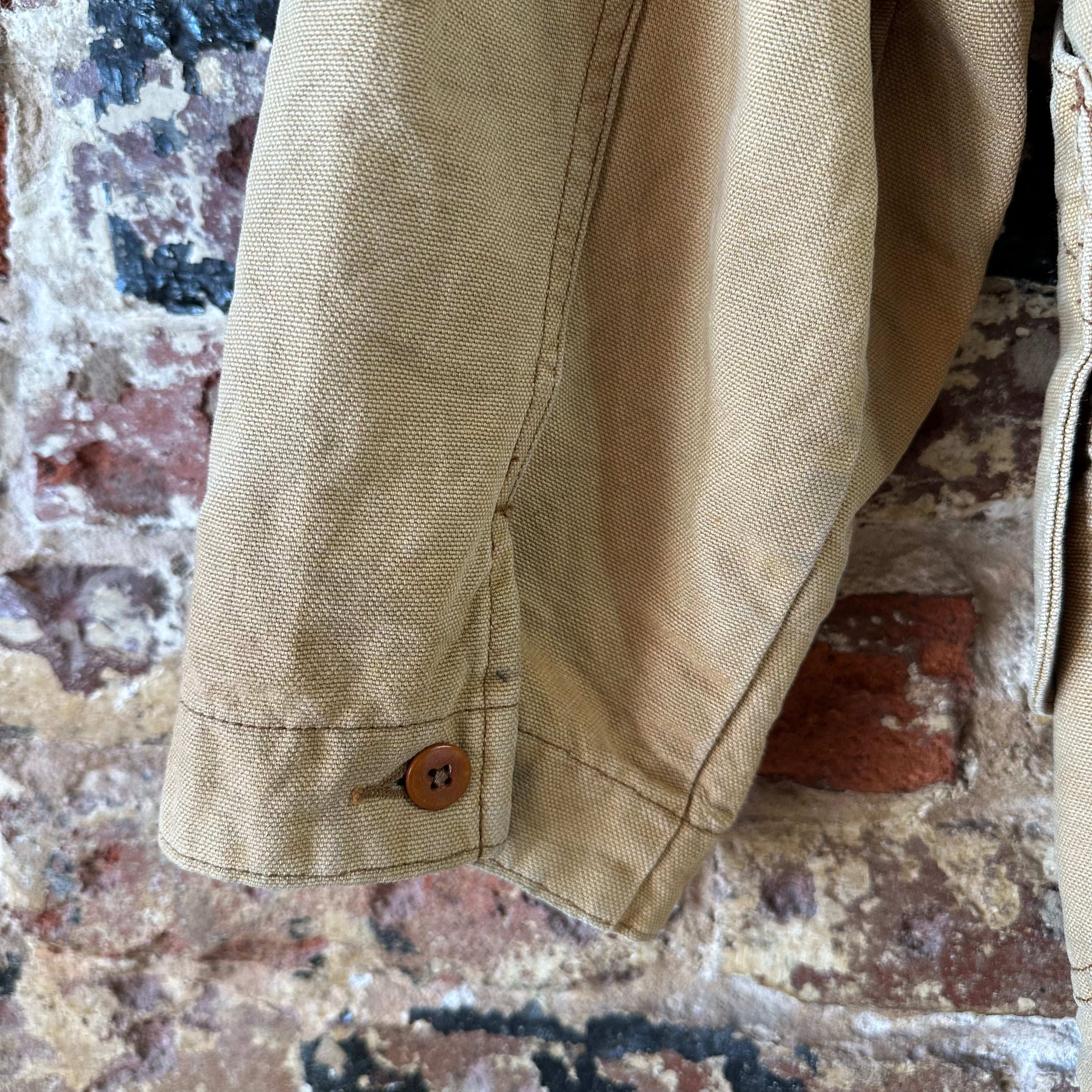 LL Bean Chore Jacket Mens Medium Canvas Barn Coat Lined Corduroy Collar&nbsp;