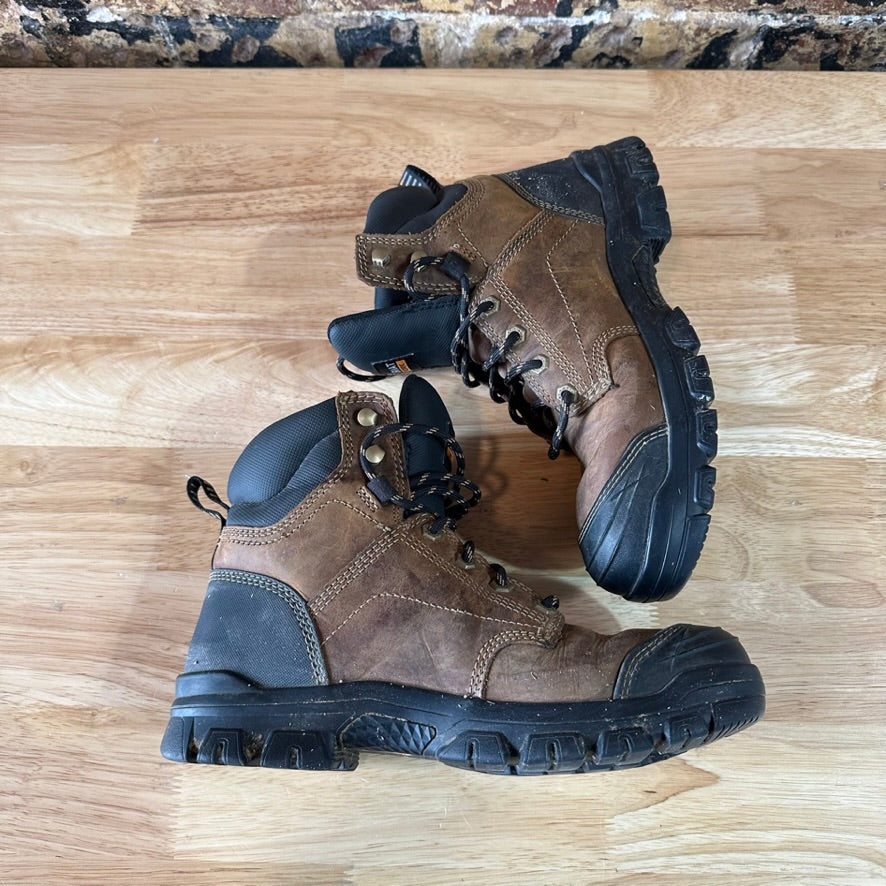 Ariat Treadfast 6” Waterproof Steel Toe Work Boots Mens Size 8.5 D Brown Lace Up