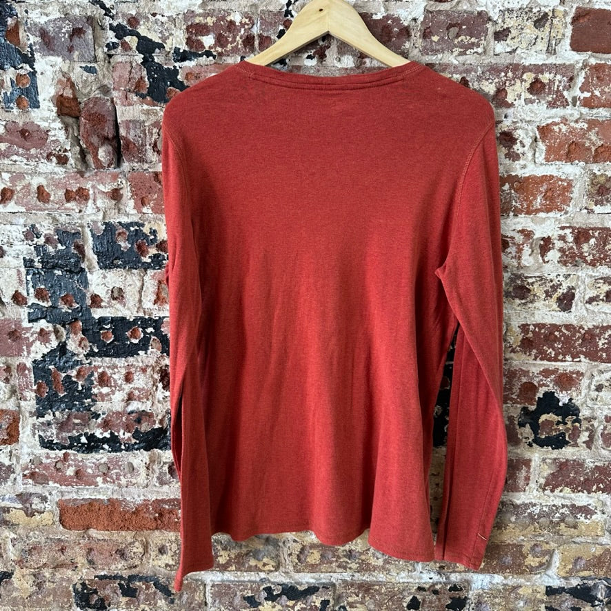 Carhartt T-Shirt Womens XL Long sleeve Work casual reddish orange