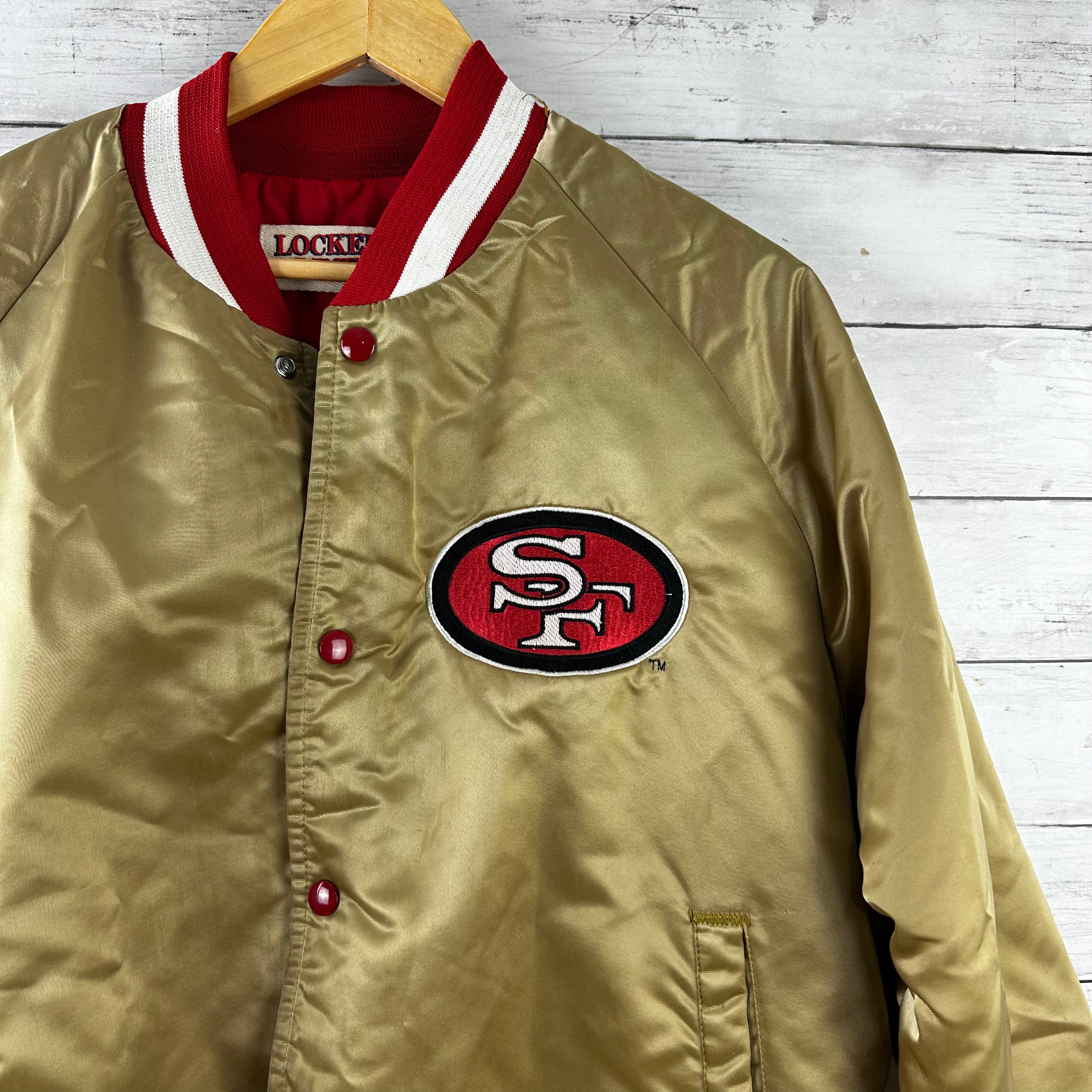 Vintage San Francisco 49ers SF Gold Satin Jacket Locker Line Mens Large