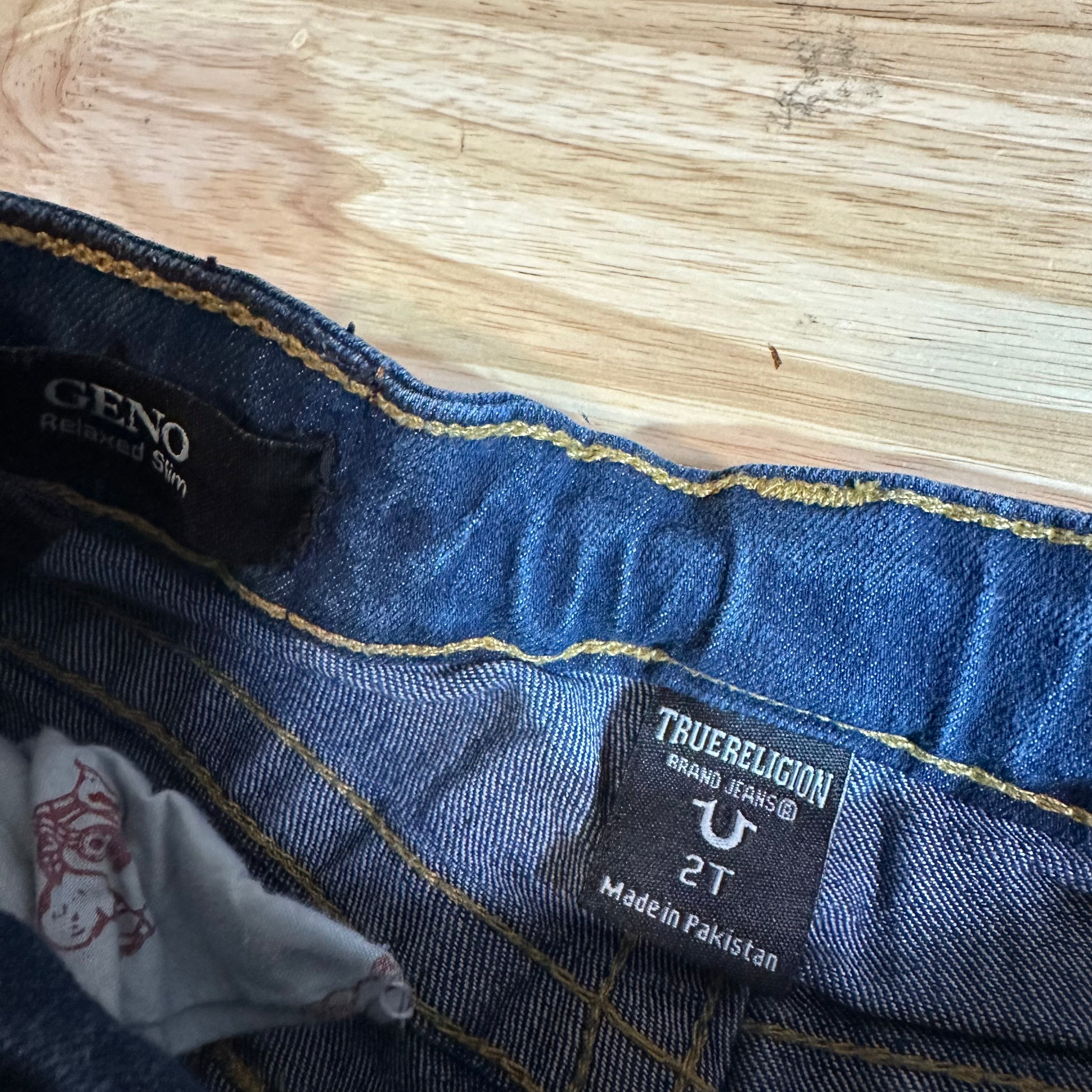 True Religion Jeans Toddler 2T Blue Geno Slim Straight Leg Denim