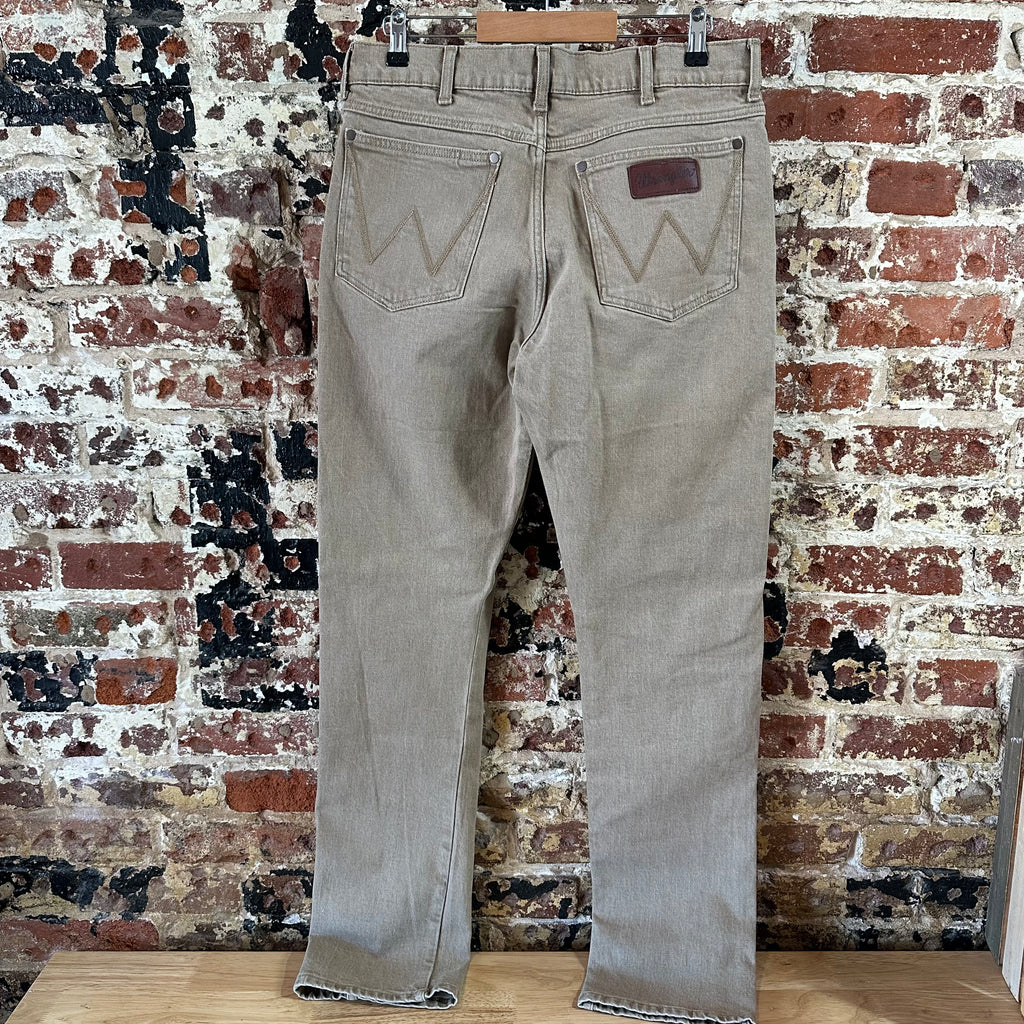 Wrangler Slim Straight Mens 32x34 Tan Jeans