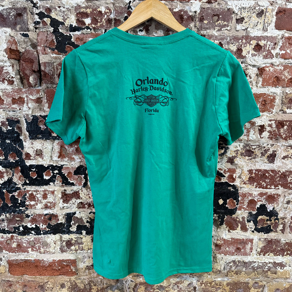 Harley Davidson Women's Small Short Sleeve Green T-Shirt V-Neck NEW