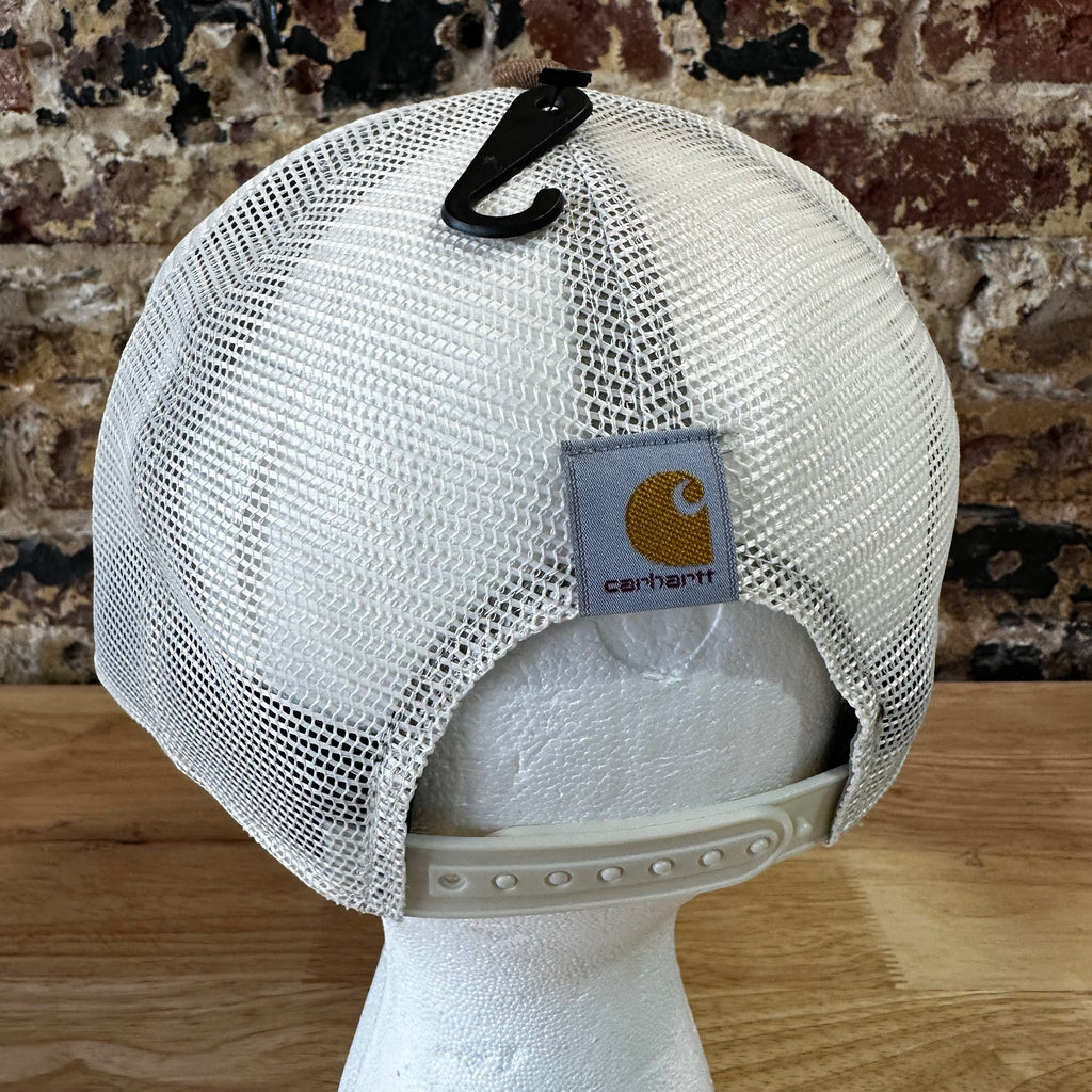 Carhartt Force Twill Mesh-Back Hamilton SnapBack Trucker Hat White Brown New