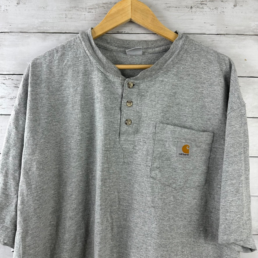 Carhartt Men's XL short Sleeve Henley T Shirt Pocket T Gray
