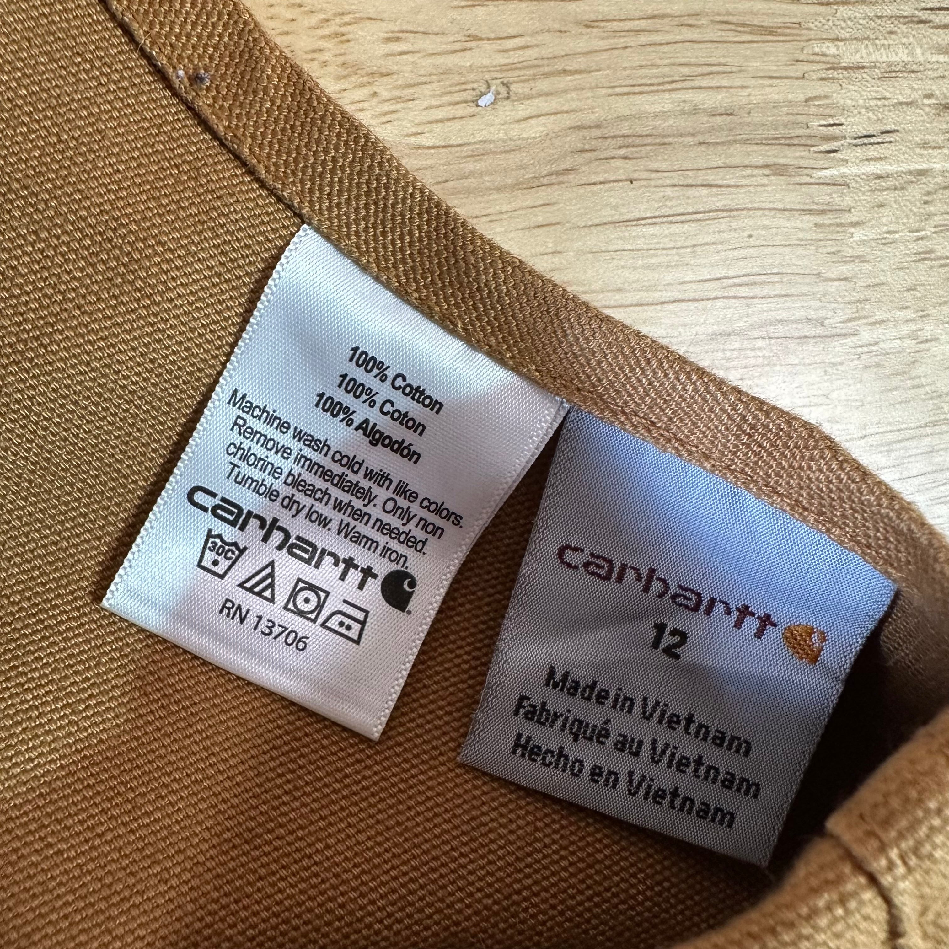 Carhartt Overalls Canvas Brown boys 12 Bibs