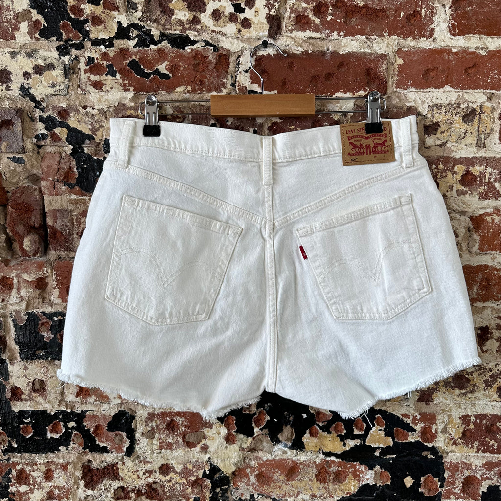 Levi's Cut Off Denim White Jean Shorts Womens 34 Distressed - 34x2.5"