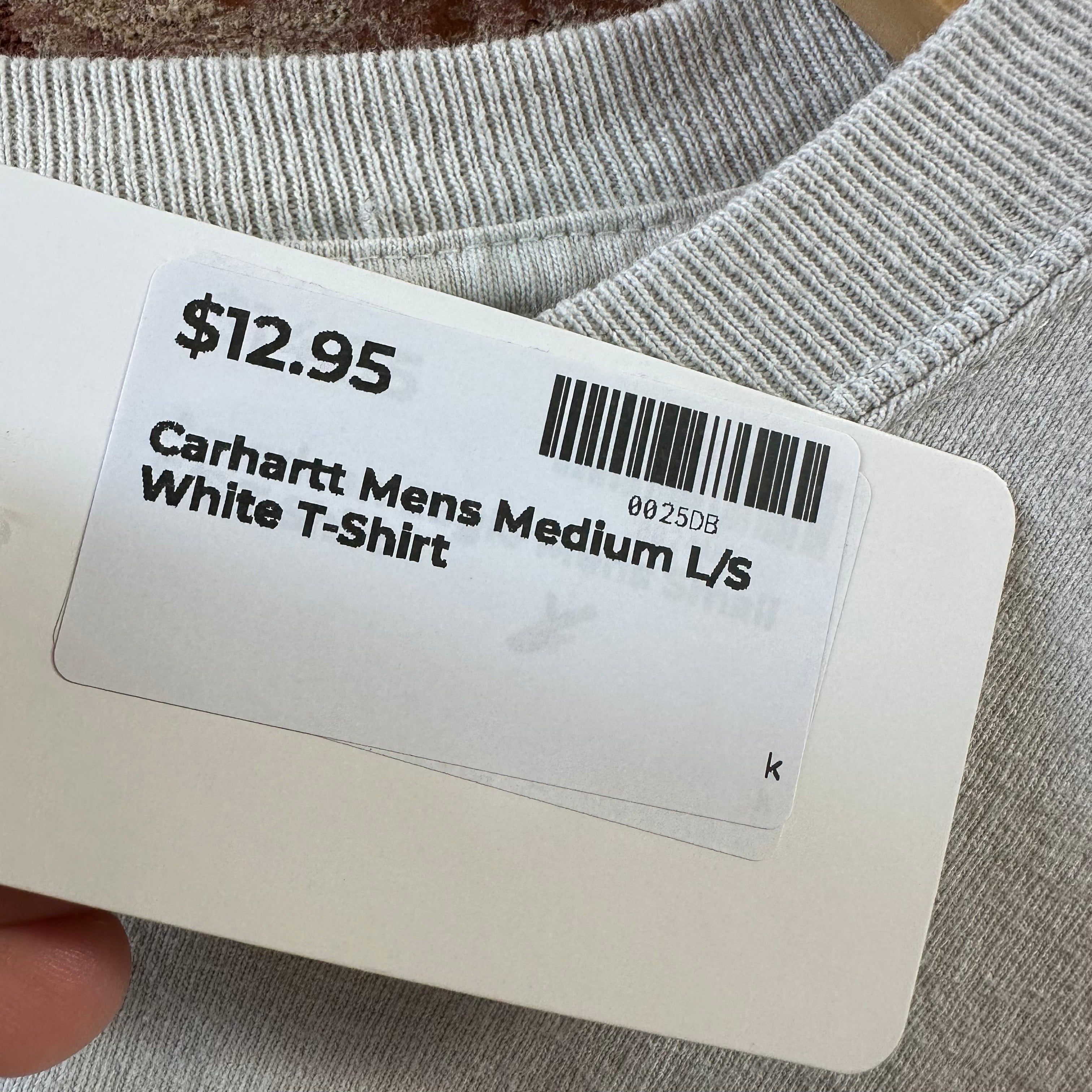 Carhartt Men's Medium Long Sleeve T Shirt White Loose Fit Logo