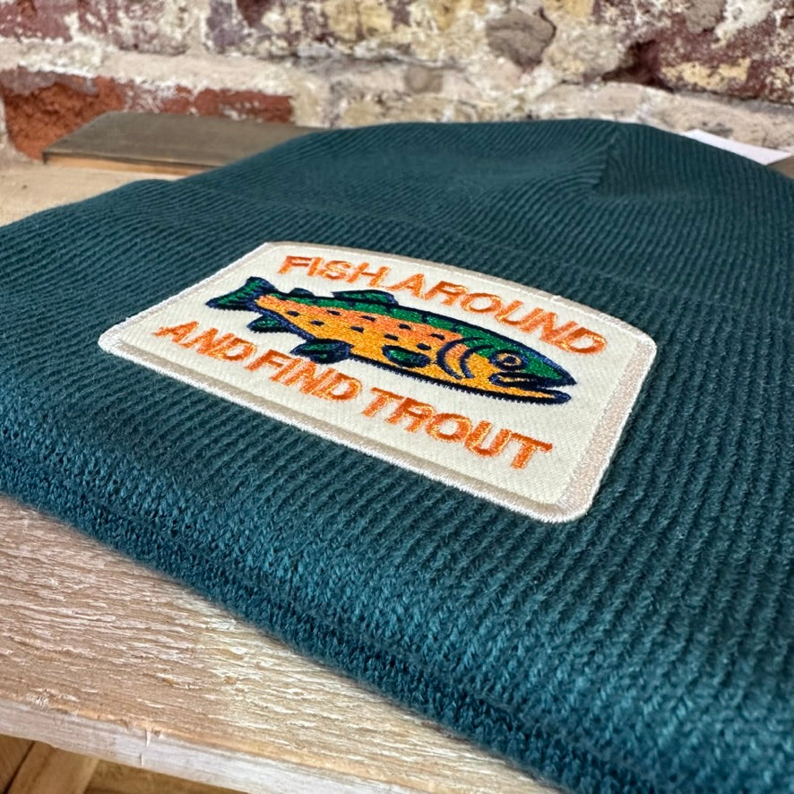 Trout Fishing Green Beanie New