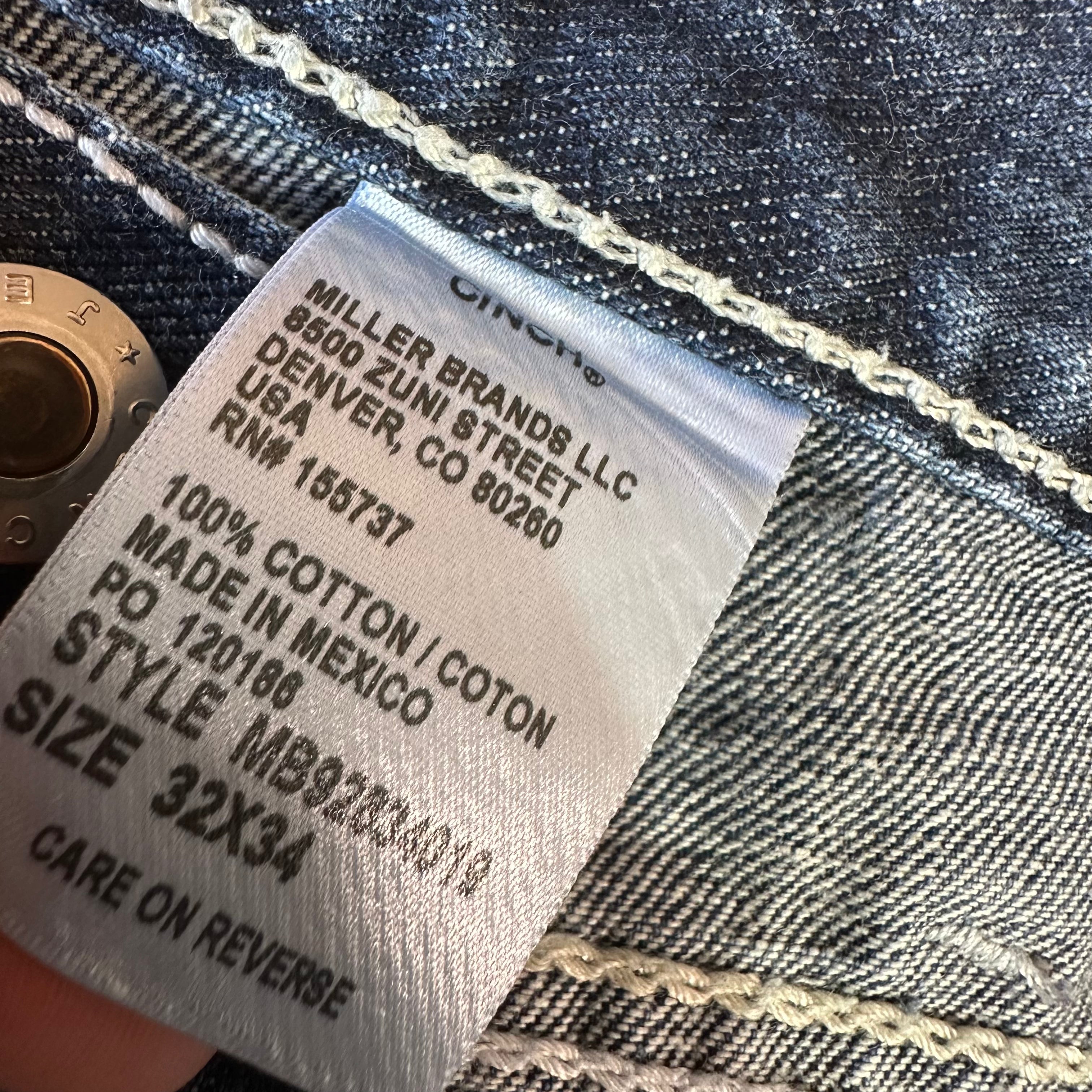 Cinch Mens 32x34 White Label Jeans