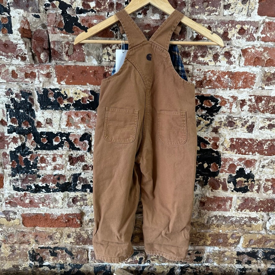 Carhartt Brown Flannel Lined Bibs Boys 3T